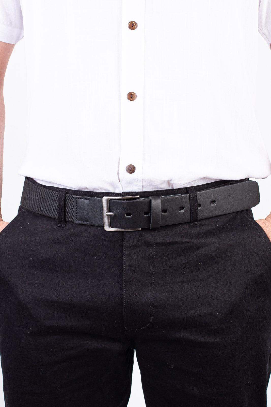 Cinto masculino com elástico e couro Thor - Enluaze