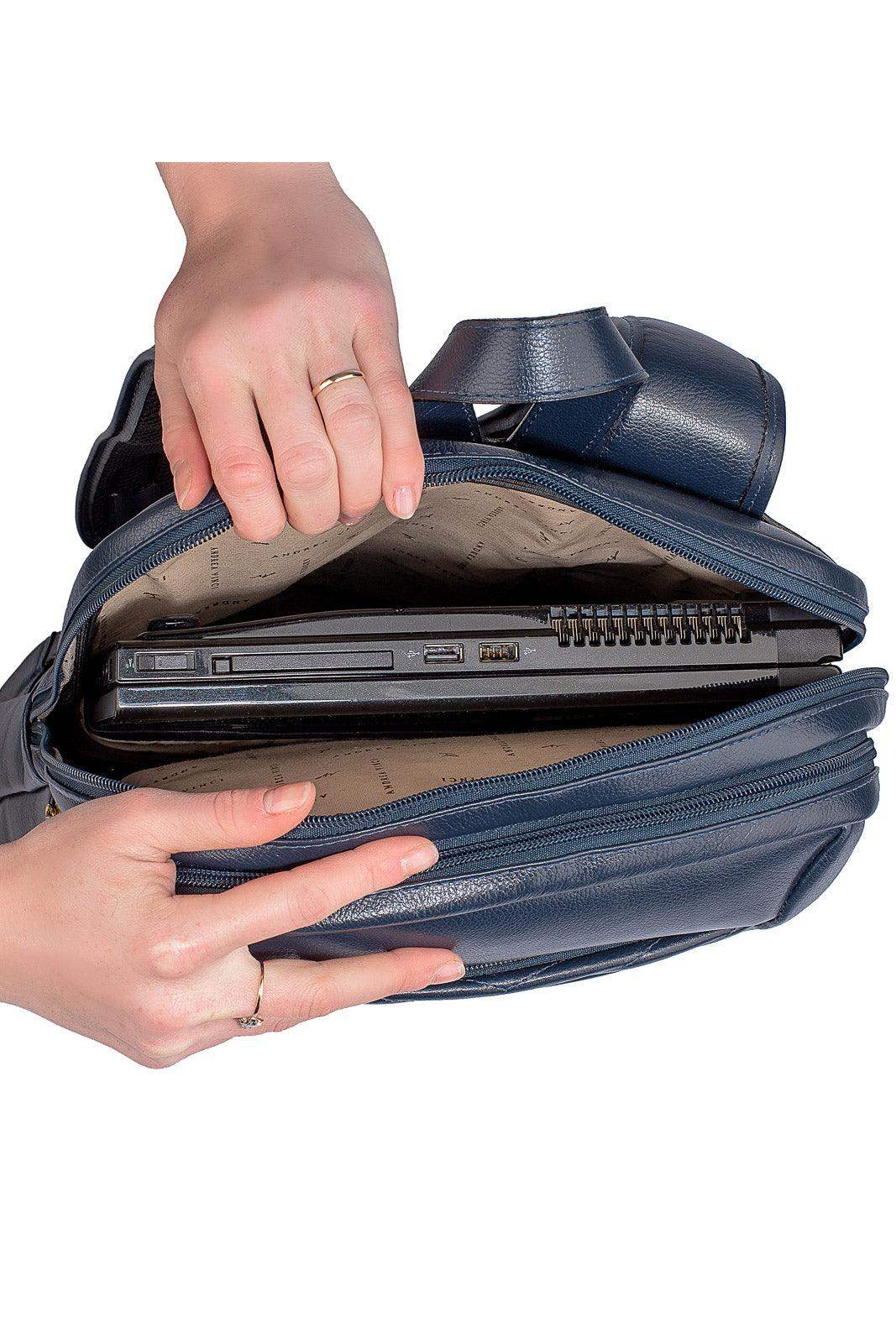 Mochila de couro grande liso slim Patricia - Enluaze