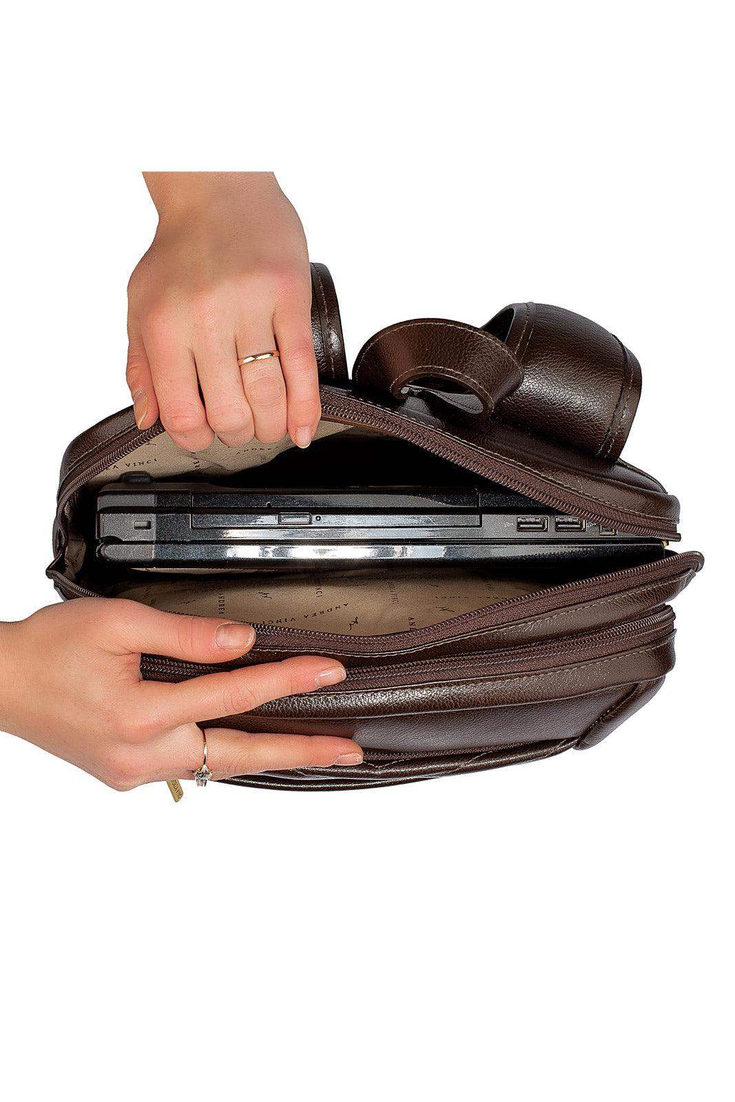 Mochila de couro grande liso slim Patricia - Enluaze