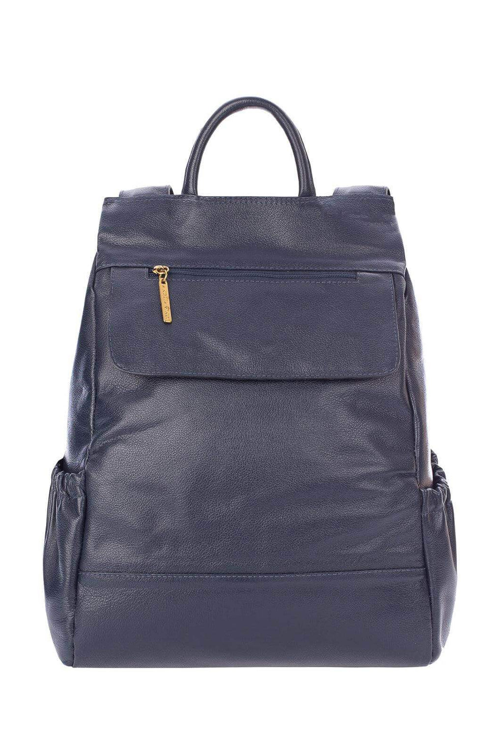 Mochila antifurto de couro liso Suelen - Enluaze