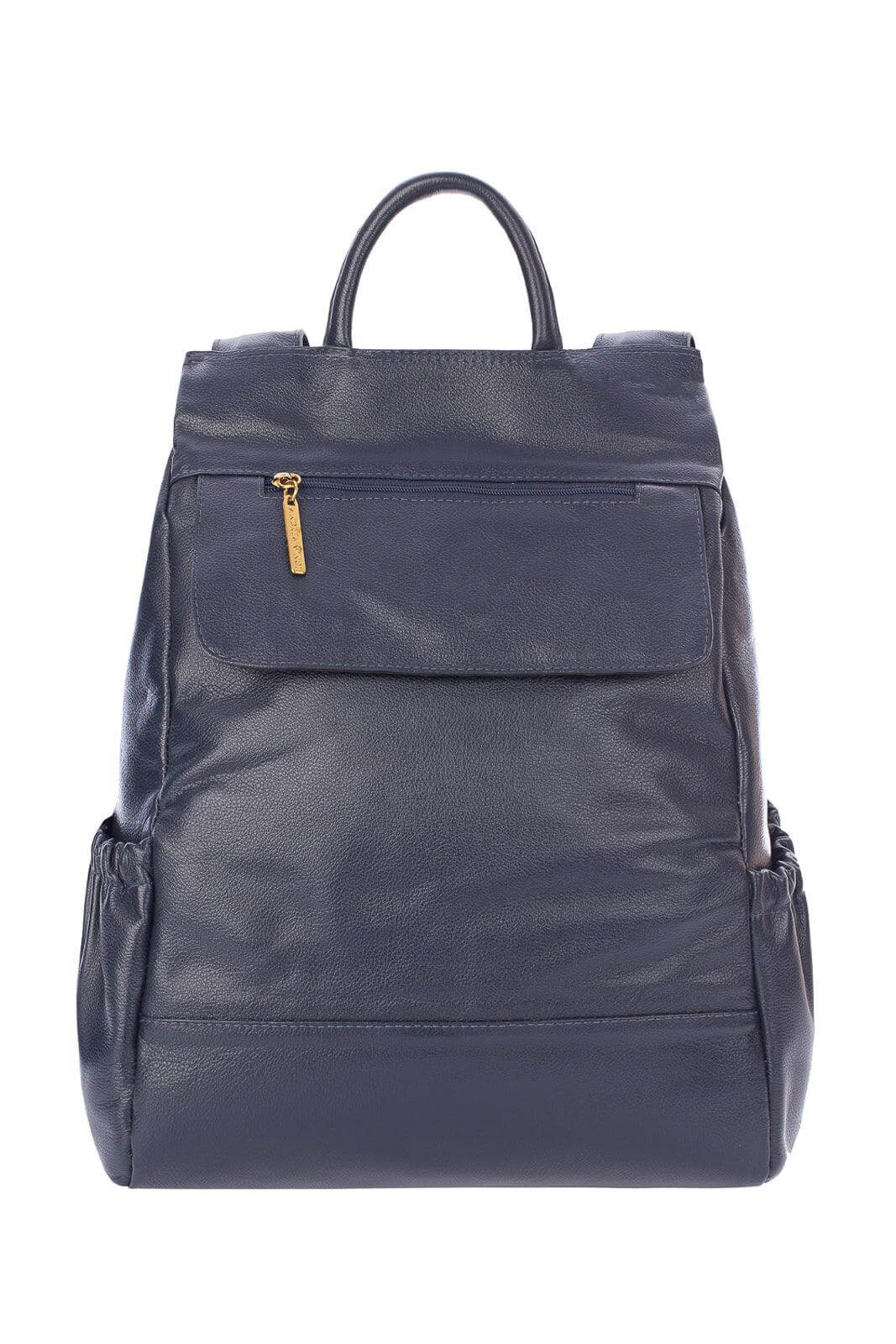 Mochila antifurto de couro liso Suelen - Enluaze