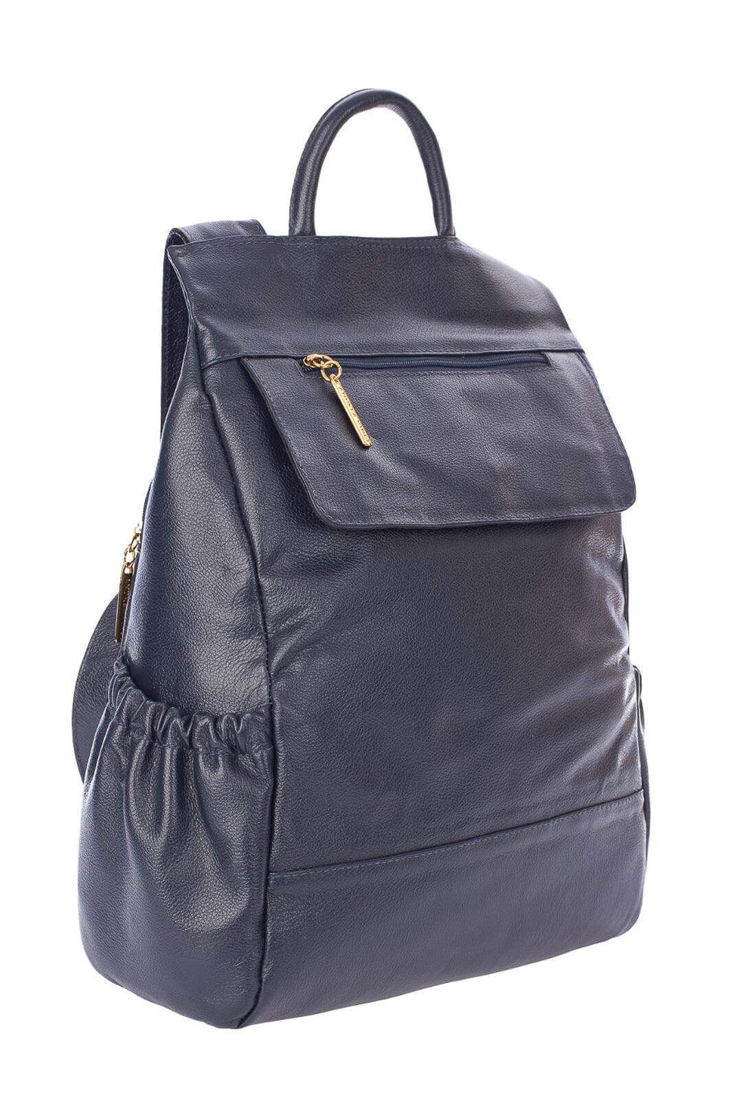 Mochila antifurto de couro liso Suelen - Enluaze