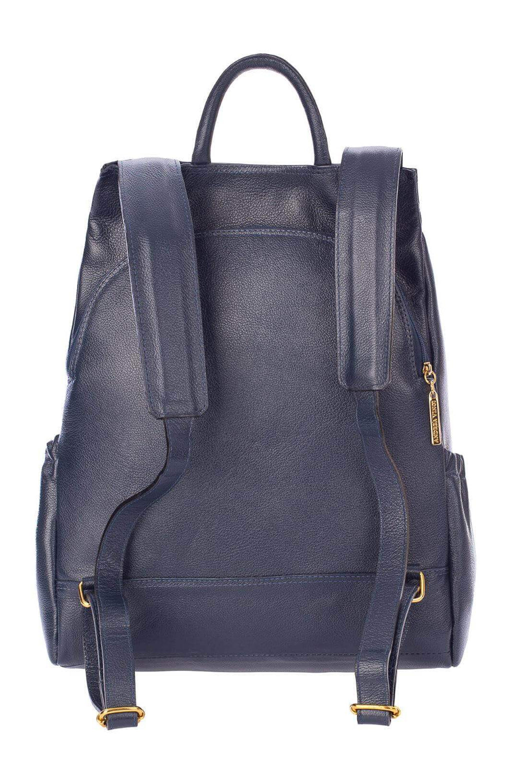 Mochila antifurto de couro liso Suelen - Enluaze