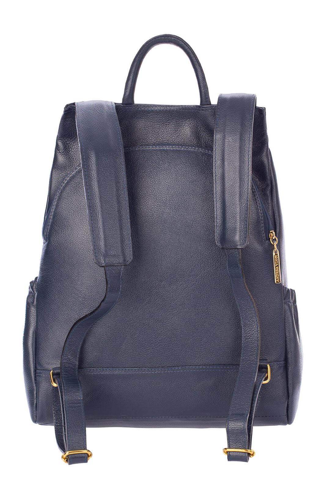 Mochila antifurto de couro liso Suelen - Enluaze