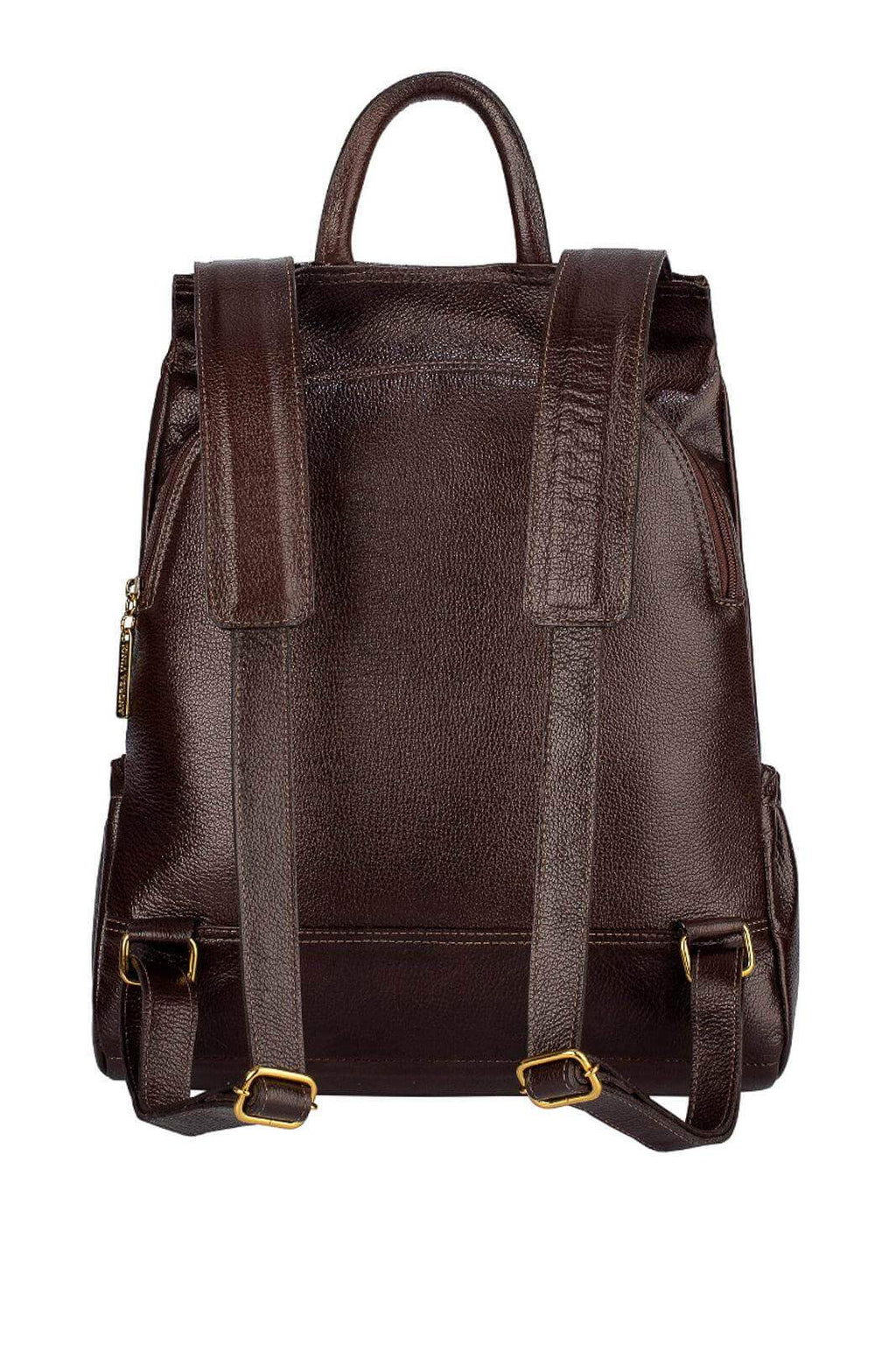 Mochila antifurto de couro liso Suelen - Enluaze