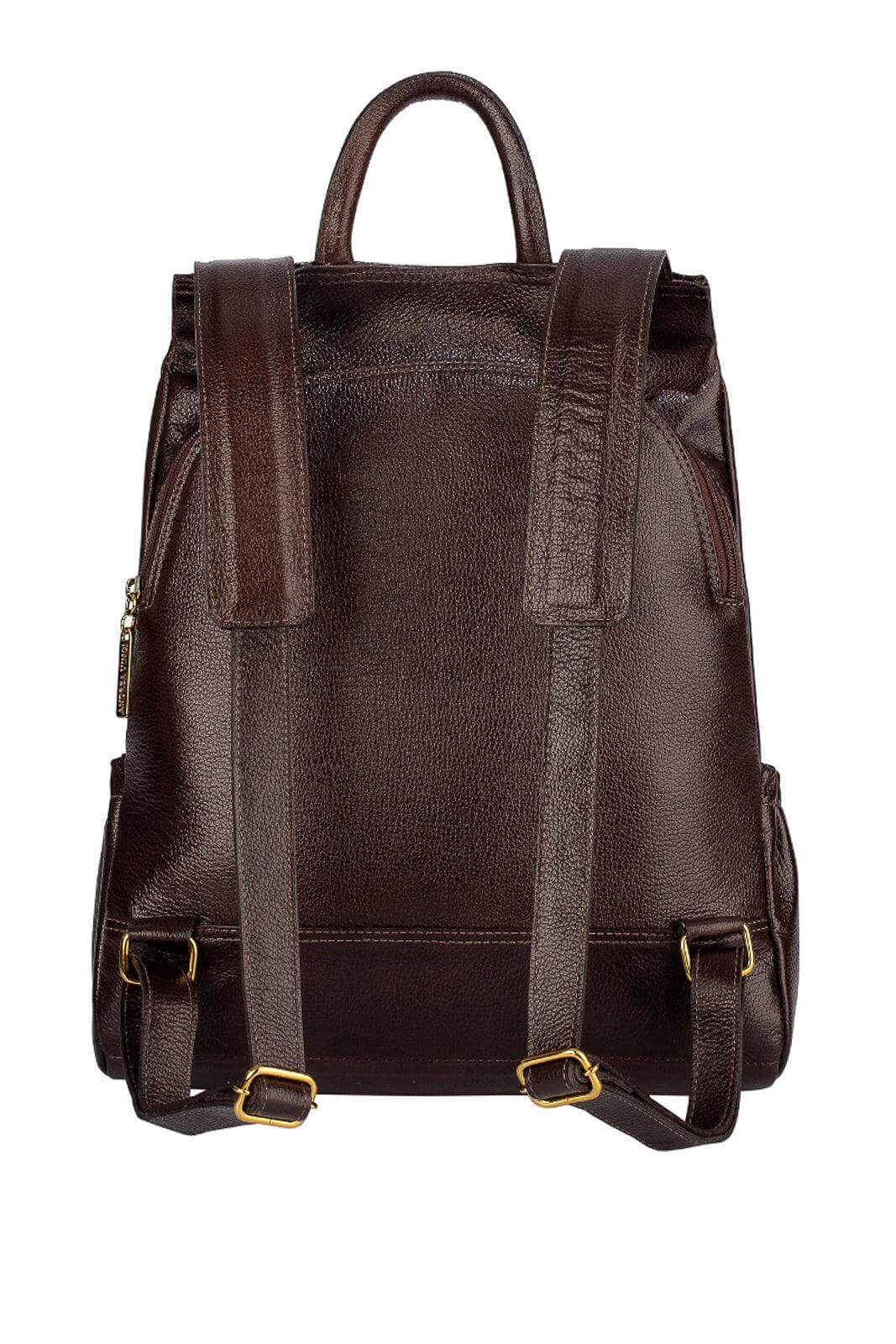 Mochila antifurto de couro liso Suelen - Enluaze