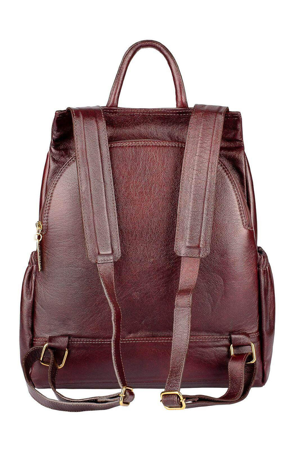 Mochila antifurto de couro liso Suelen - Enluaze