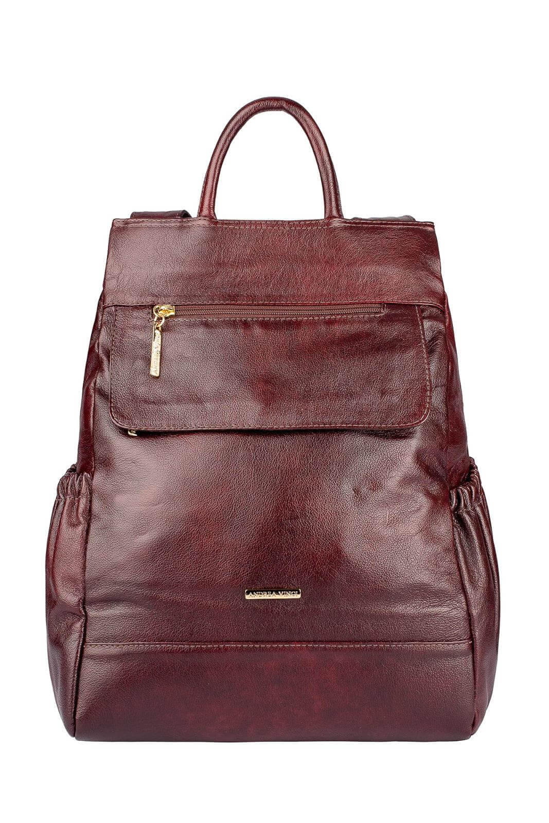 Mochila antifurto de couro liso Suelen - Enluaze