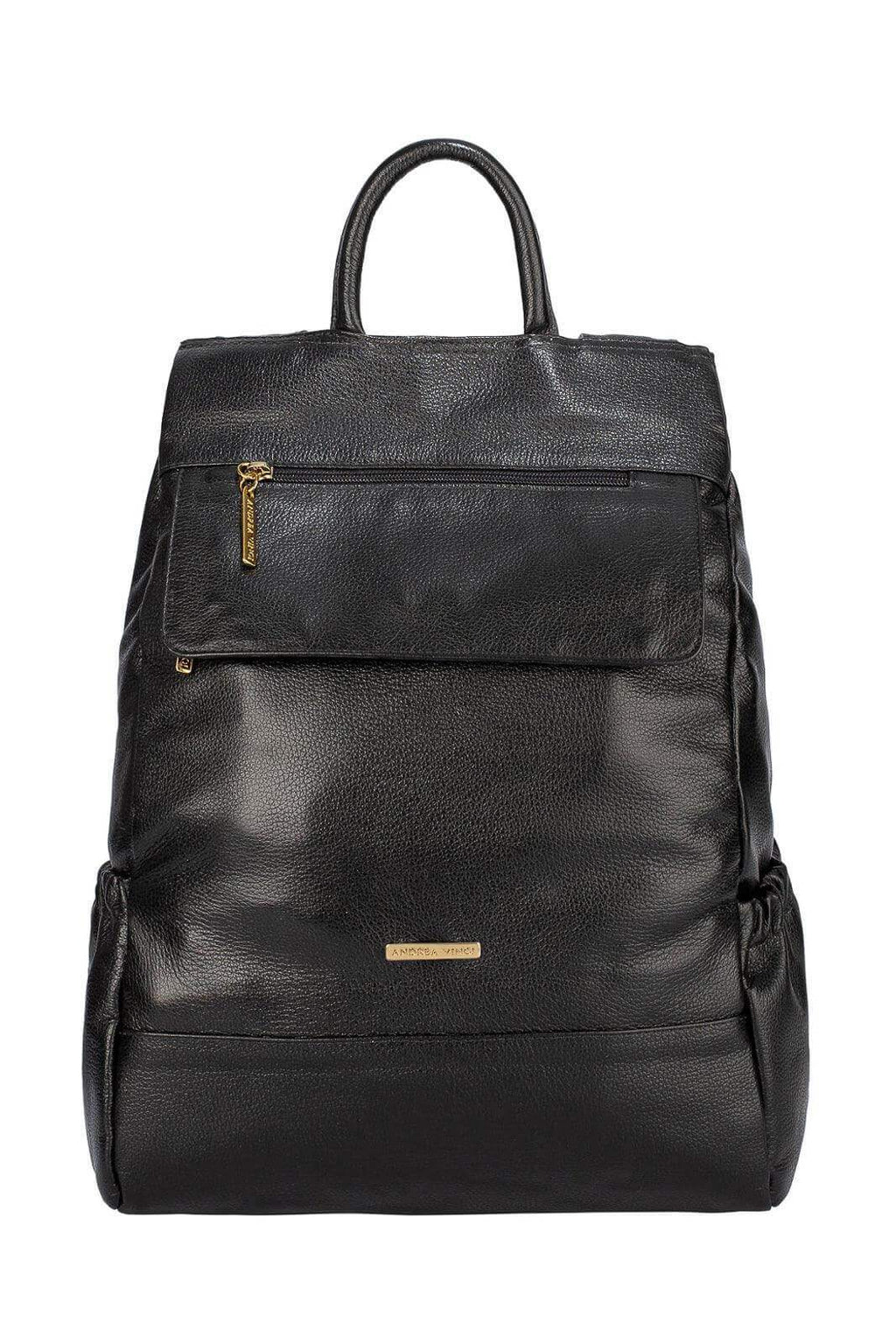 Mochila antifurto de couro liso Suelen - Enluaze