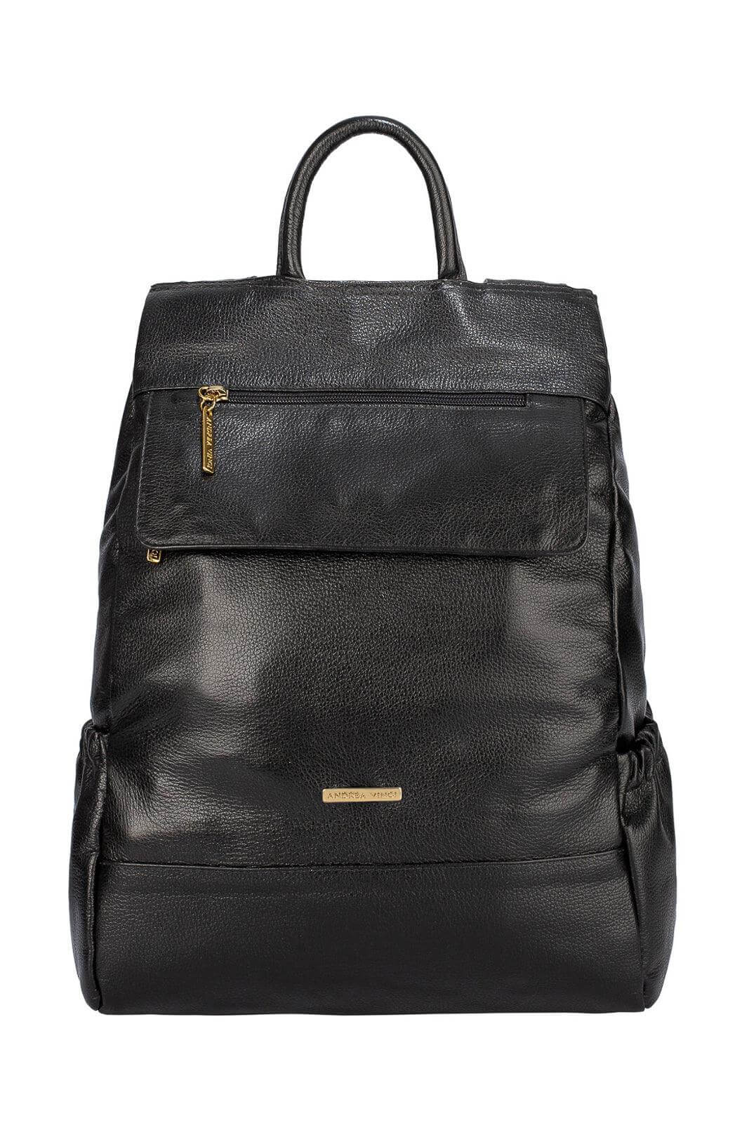 Mochila antifurto de couro liso Suelen - Enluaze