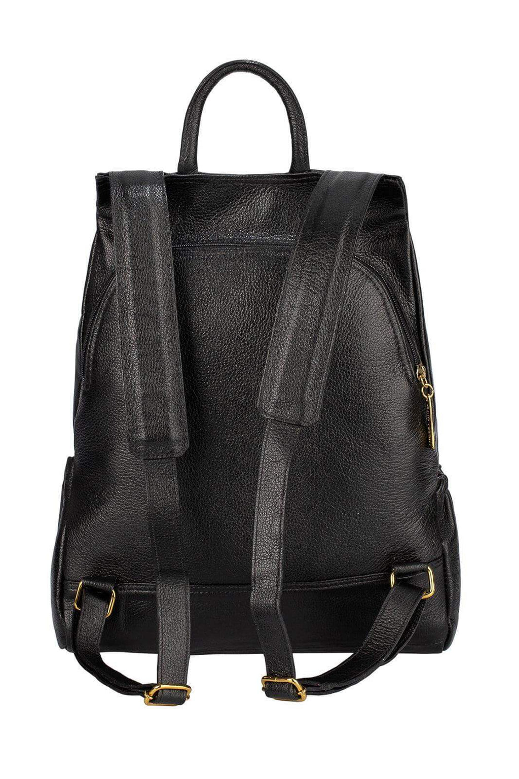 Mochila antifurto de couro liso Suelen - Enluaze