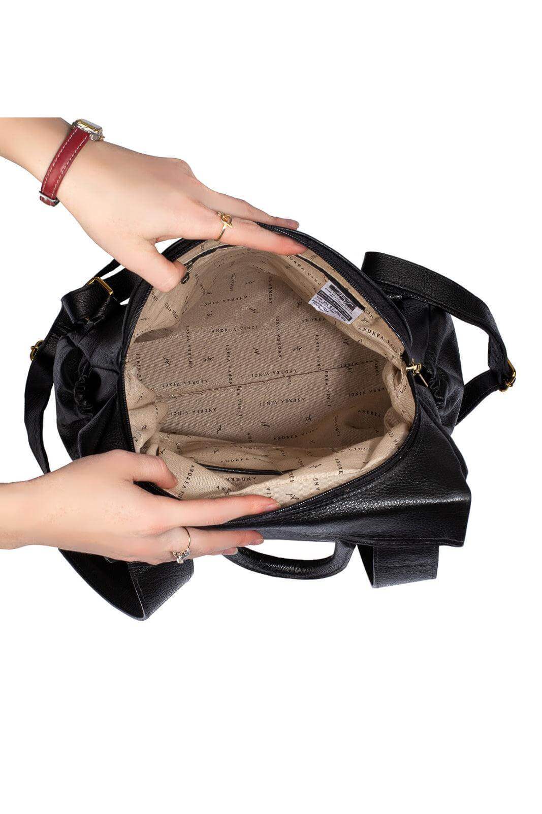 Mochila antifurto de couro liso Suelen - Enluaze