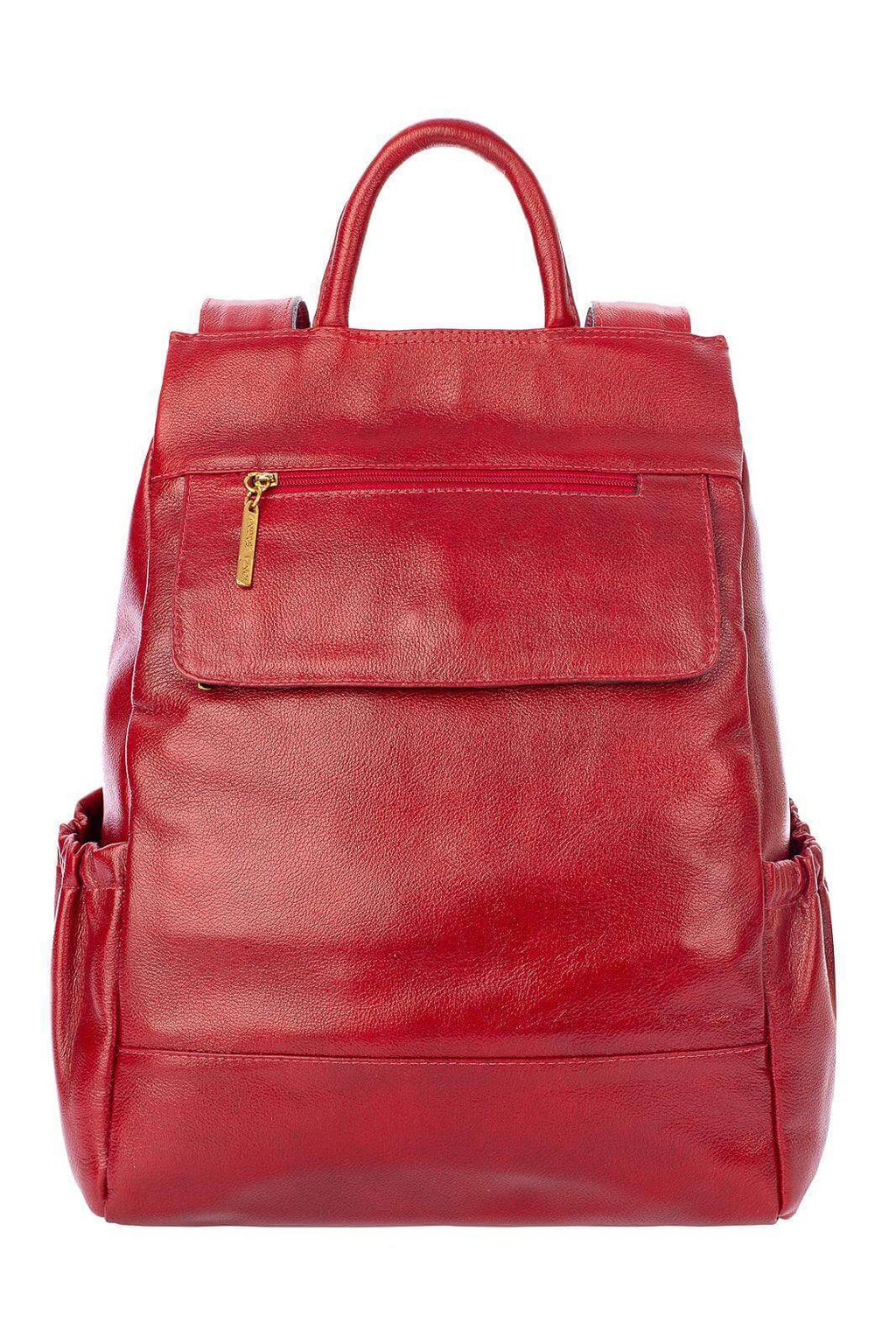 Mochila antifurto de couro liso Suelen - Enluaze