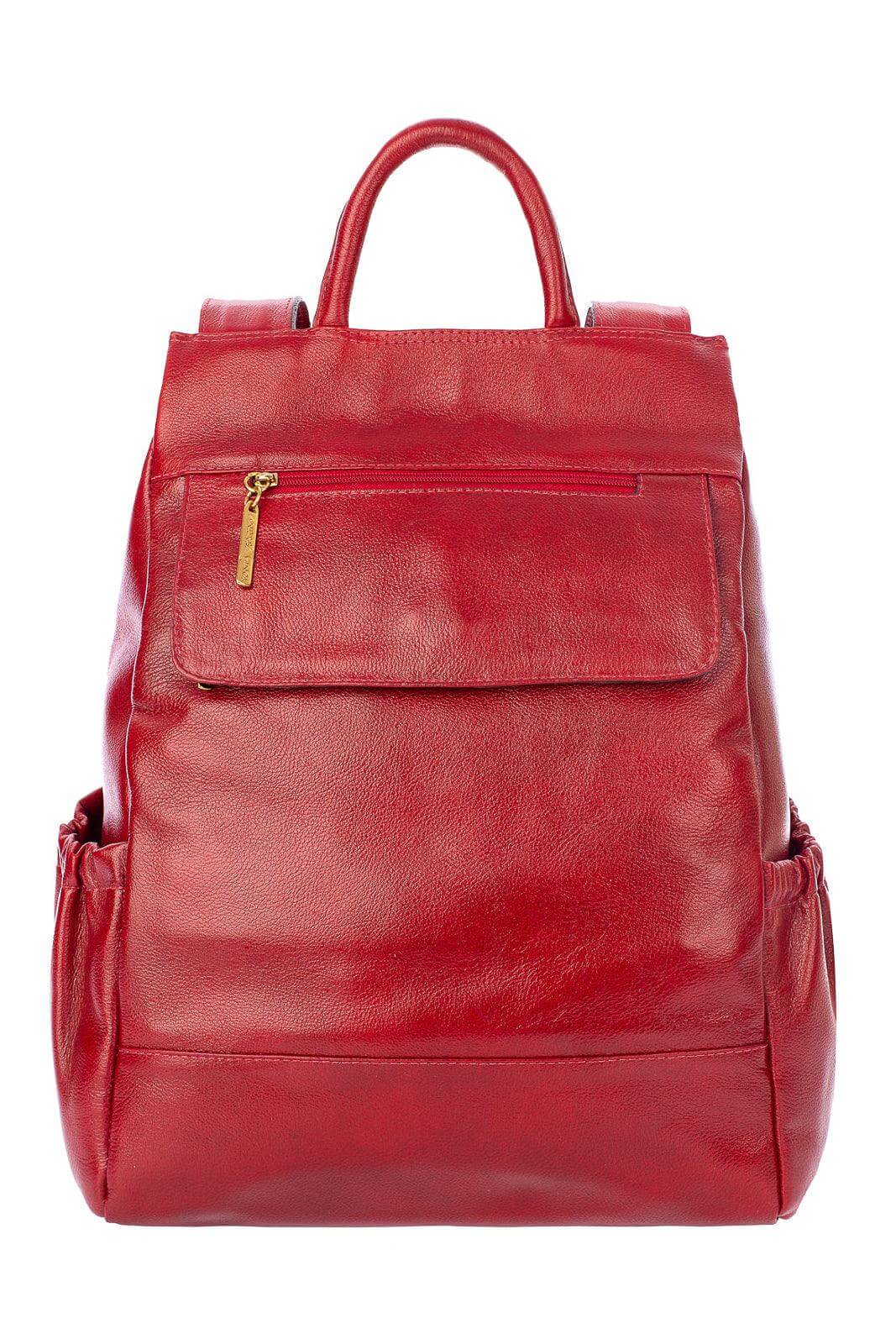 Mochila antifurto de couro liso Suelen - Enluaze