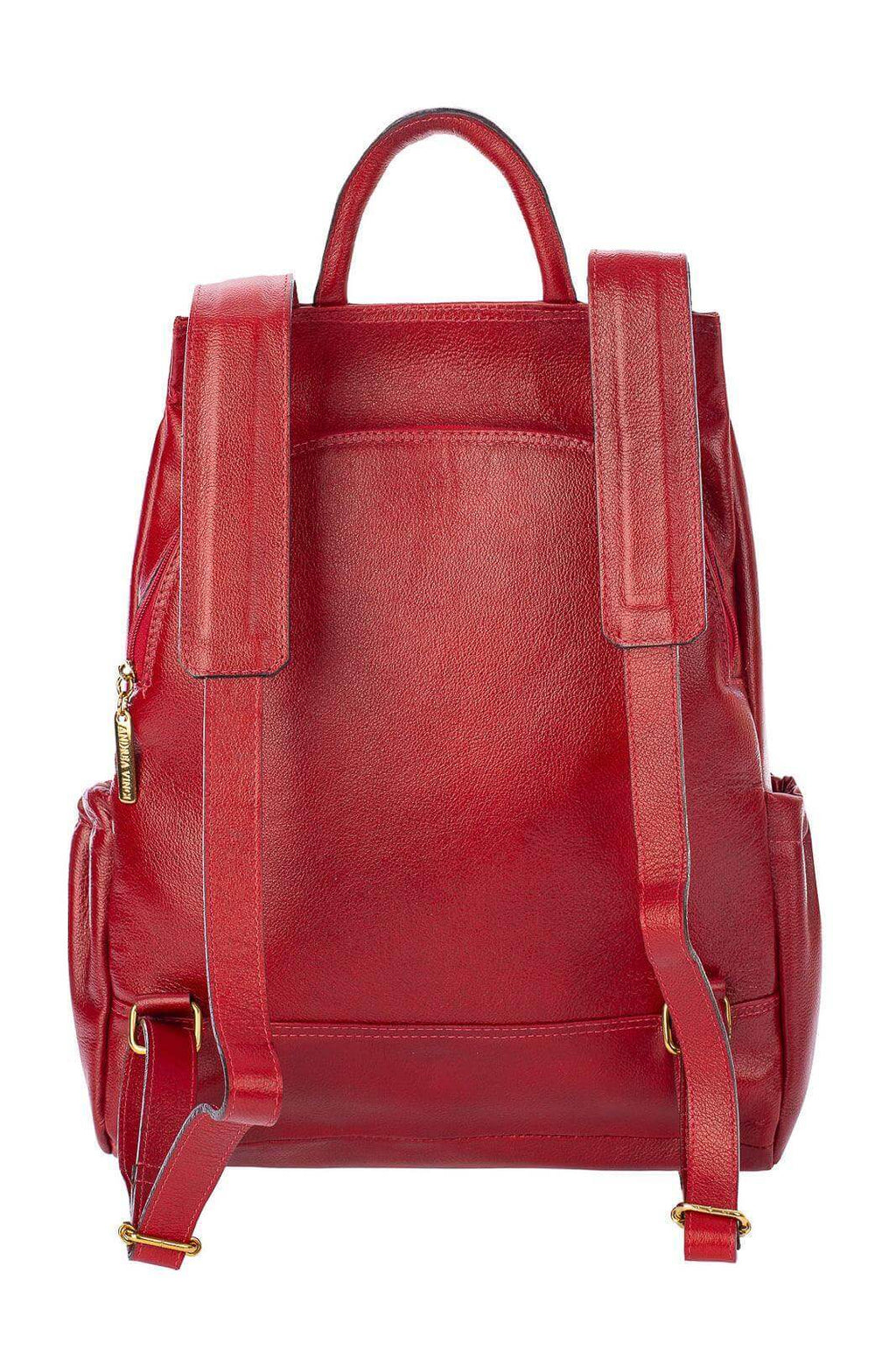 Mochila antifurto de couro liso Suelen - Enluaze