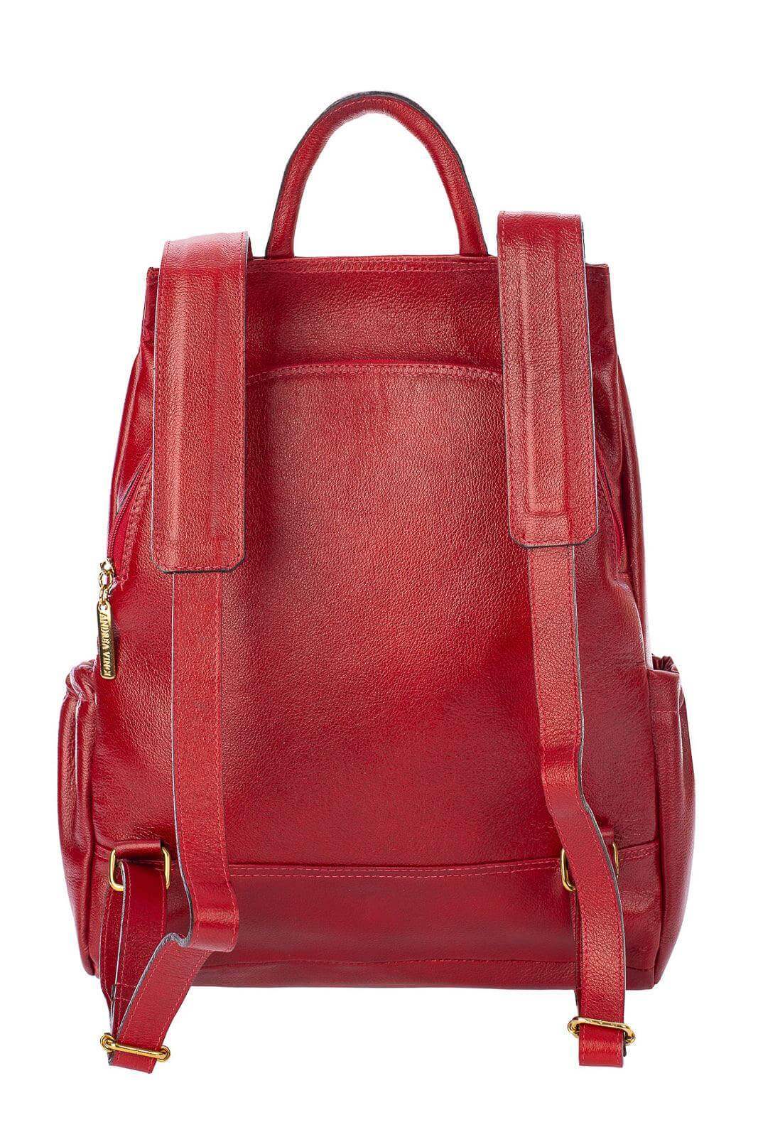 Mochila antifurto de couro liso Suelen - Enluaze