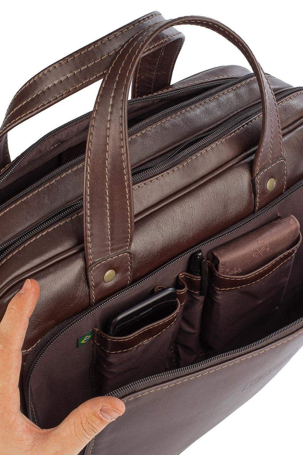 Pasta executiva masculina em couro Vitor - Enluaze