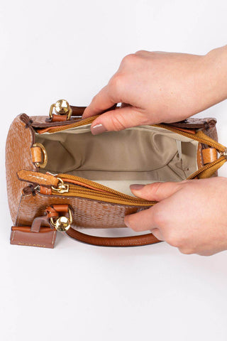 Mini bolsa baú de couro estampado Andy - Enluaze - Bolsas e Mochilas de Couro Legítimo