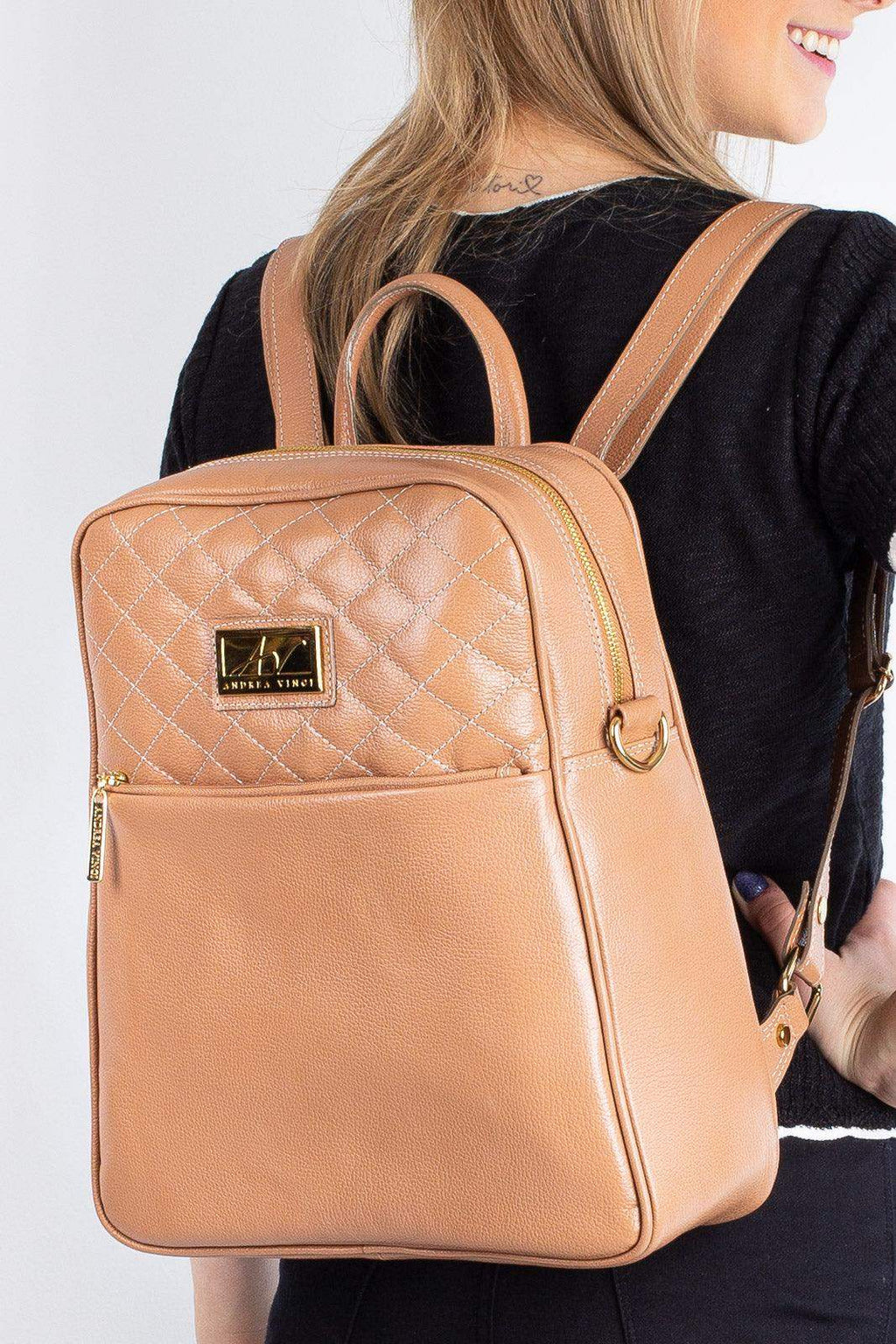 Mochila de couro liso Lune - Enluaze
