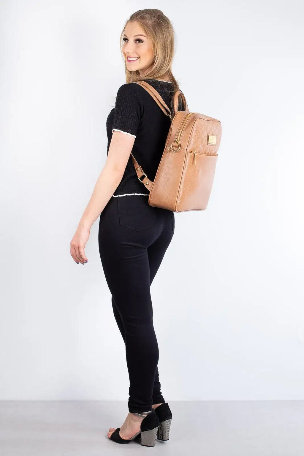 Mochila de couro liso Lune - Enluaze