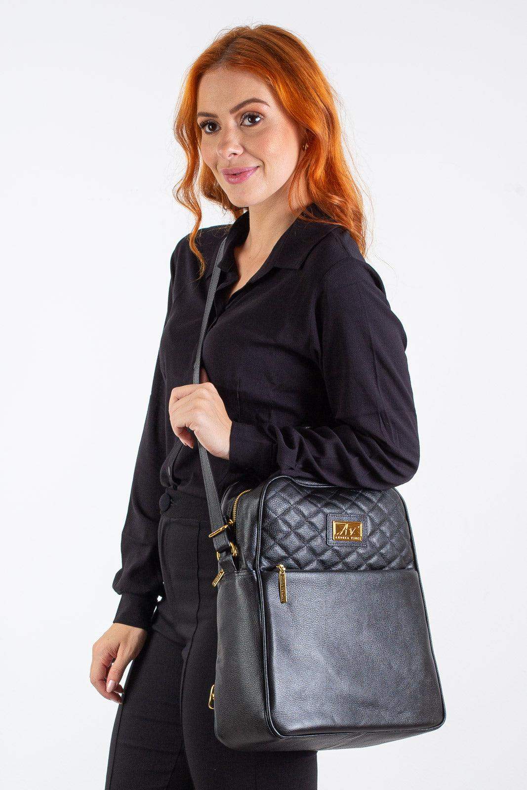 Mochila de couro liso Lune - Enluaze