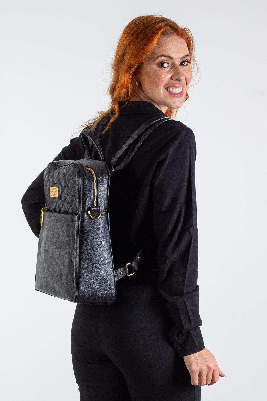 Mochila de couro liso Lune - Enluaze
