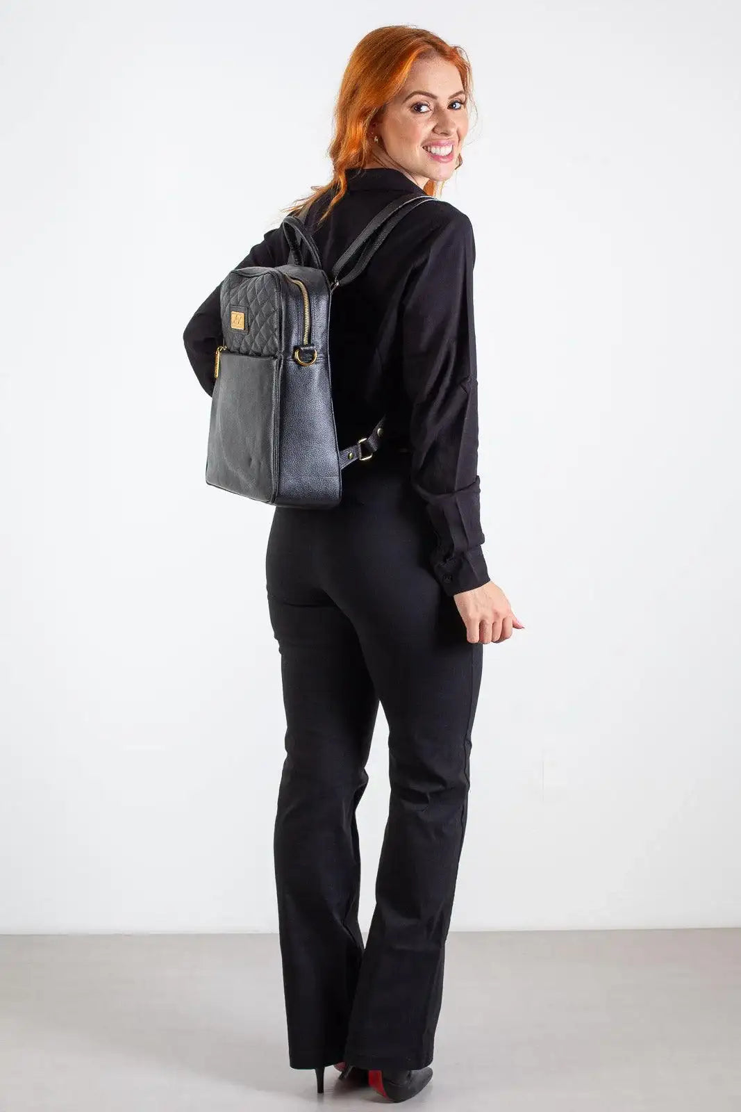Mochila de couro liso Lune - Enluaze
