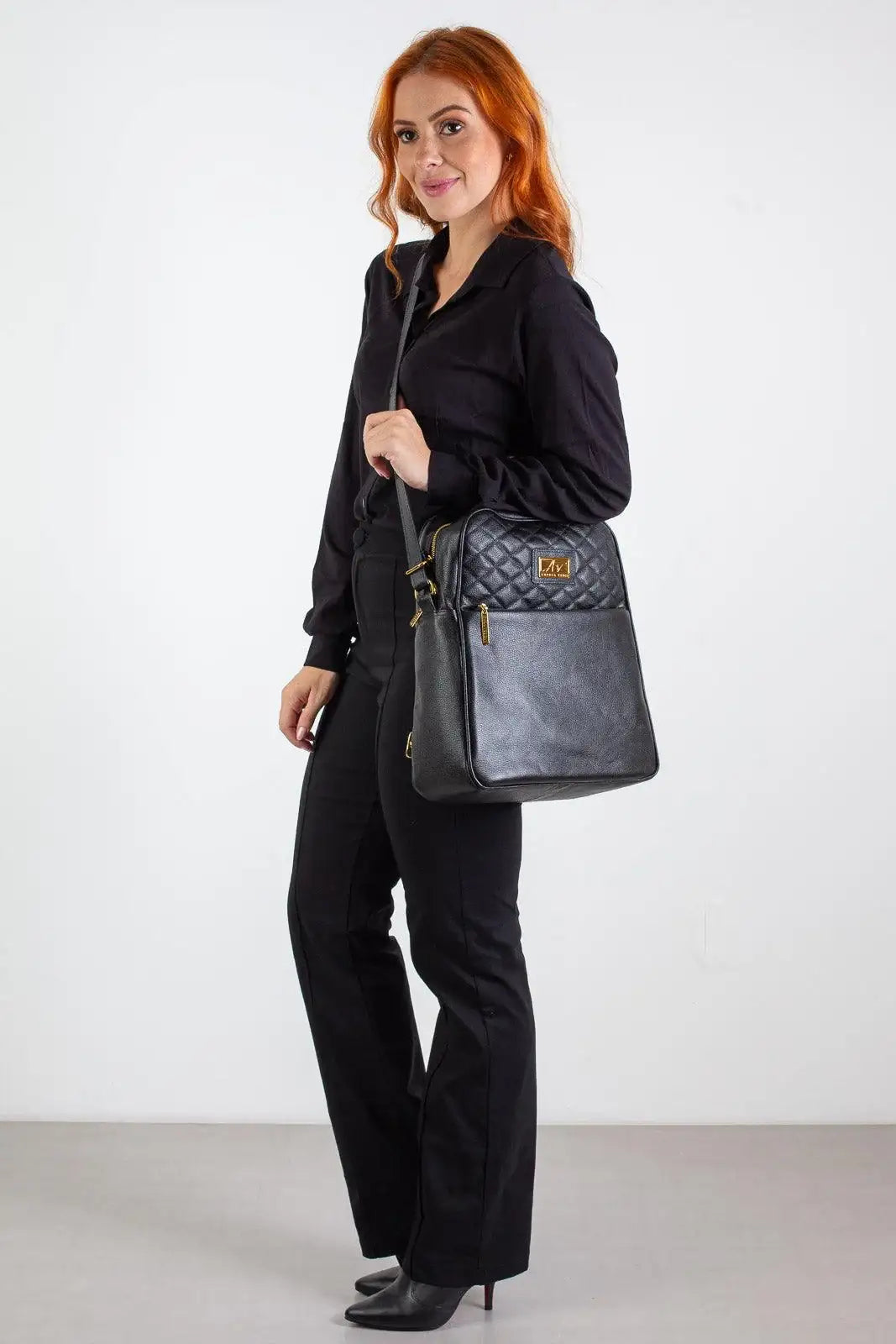 Mochila de couro liso Lune - Enluaze