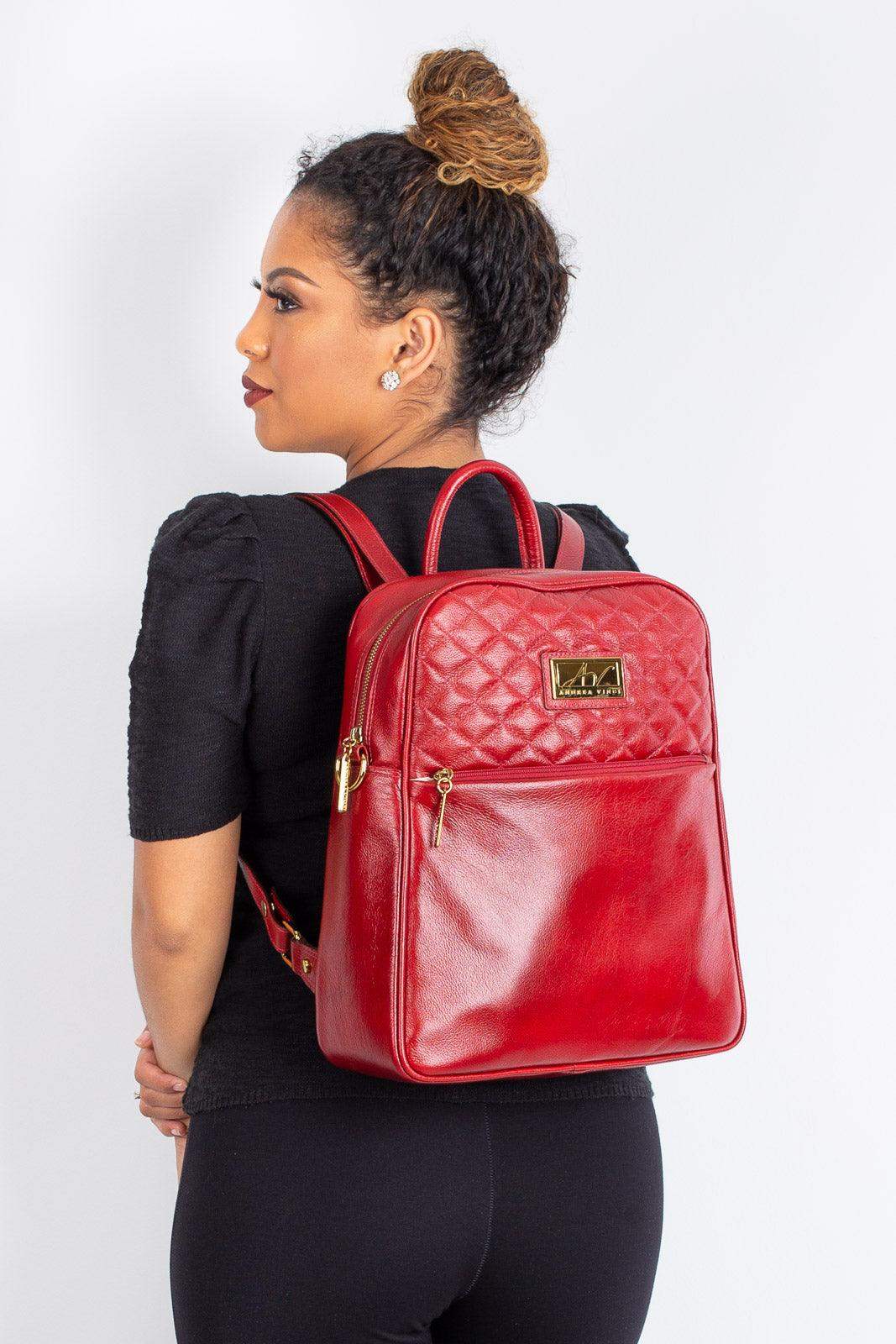 Mochila de couro liso Lune - Enluaze