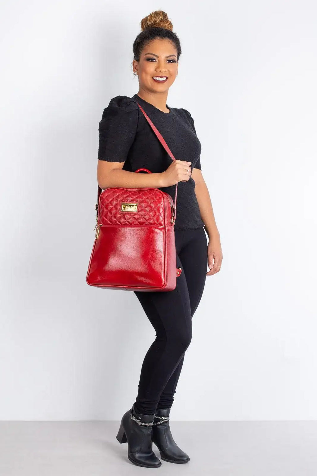 Mochila de couro liso Lune - Enluaze