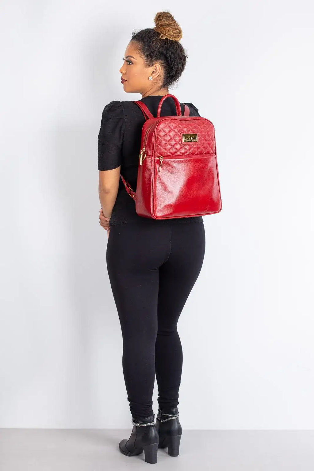 Mochila de couro liso Lune - Enluaze