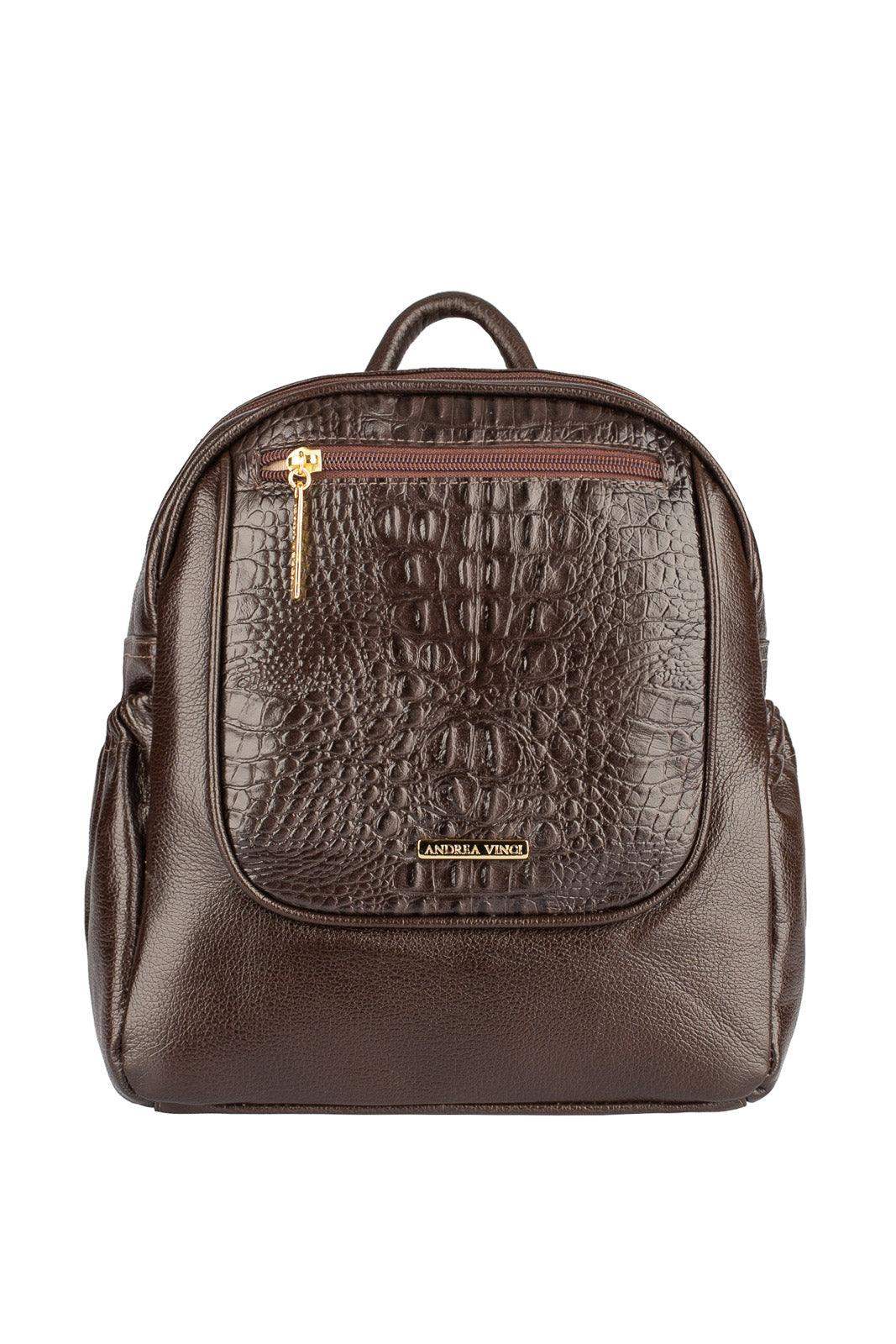 Mochila pequena de couro croco Estela - Enluaze