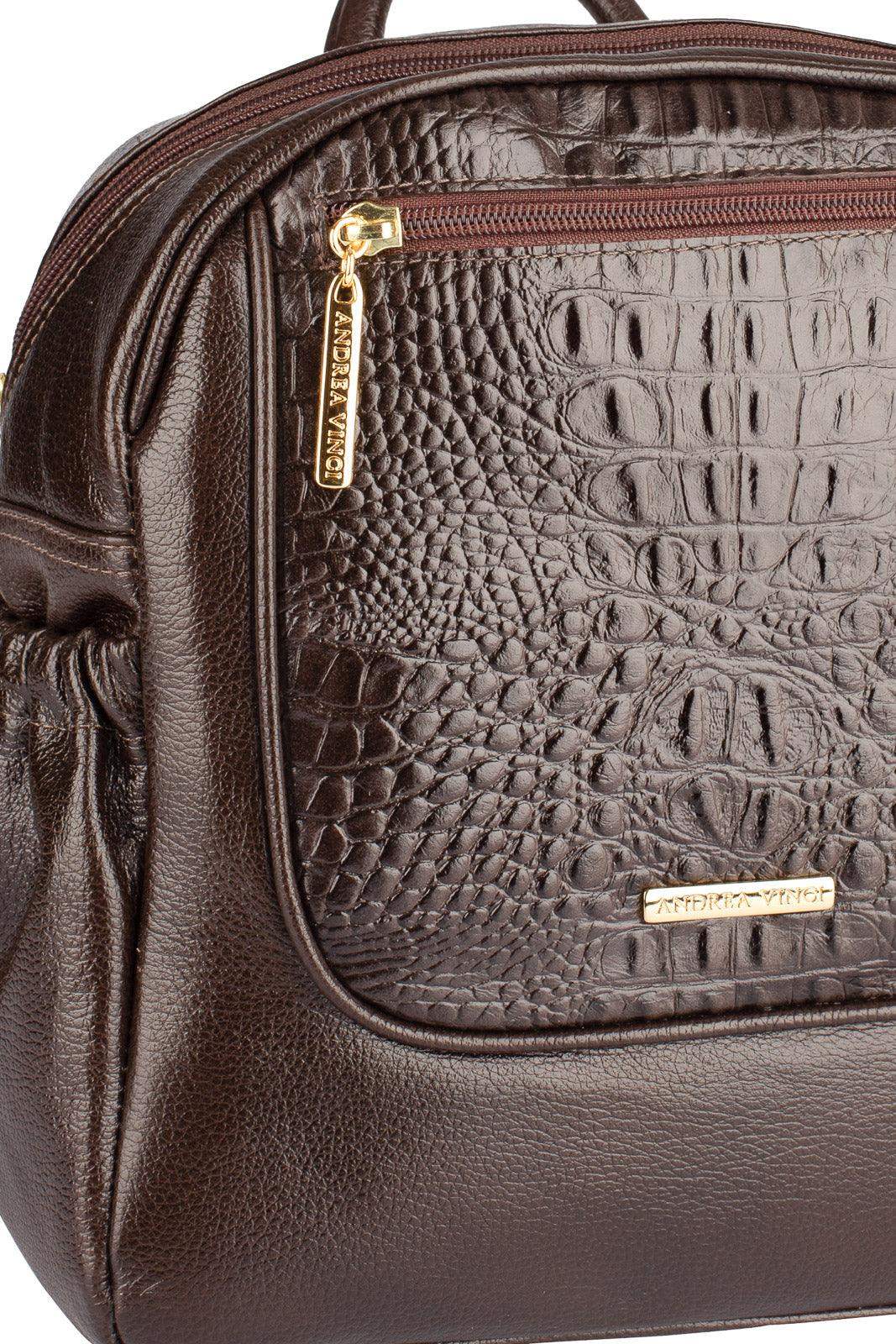 Mochila pequena de couro croco Estela - Enluaze