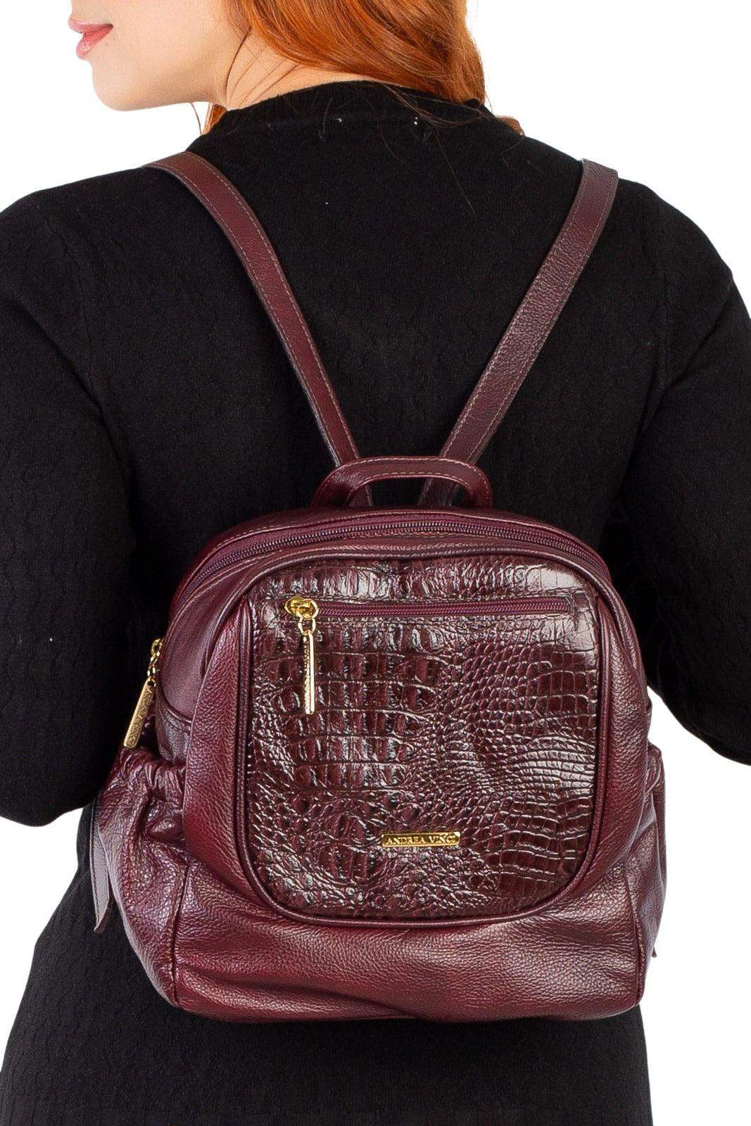 Mochila pequena de couro croco Estela - Enluaze