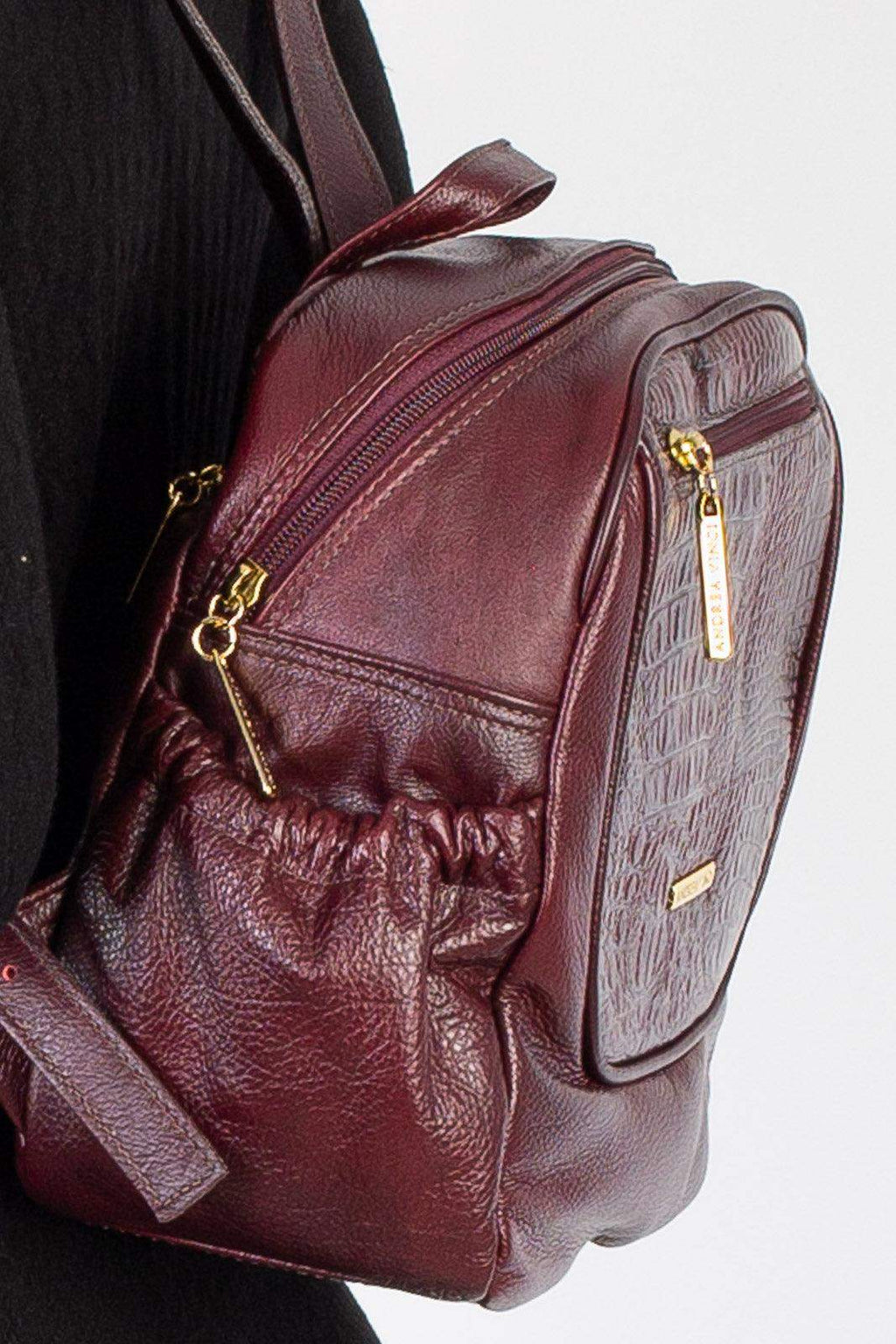 Mochila pequena de couro croco Estela - Enluaze