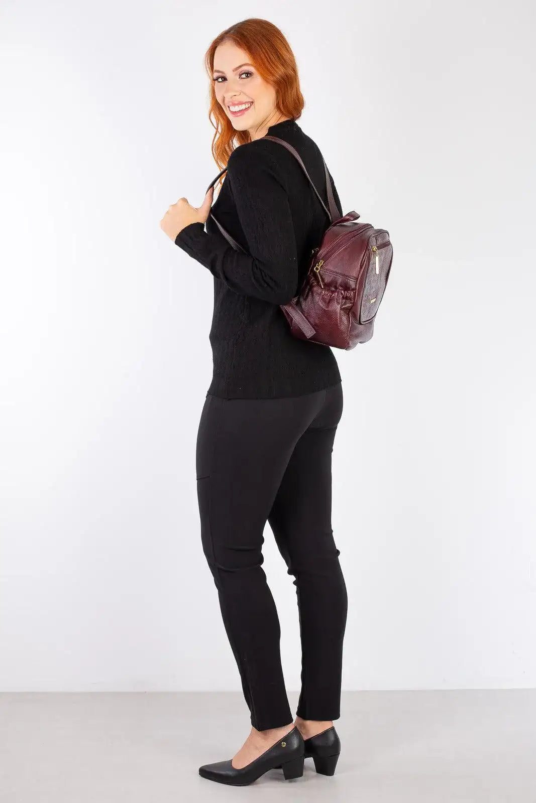 Mochila pequena de couro croco Estela - Enluaze