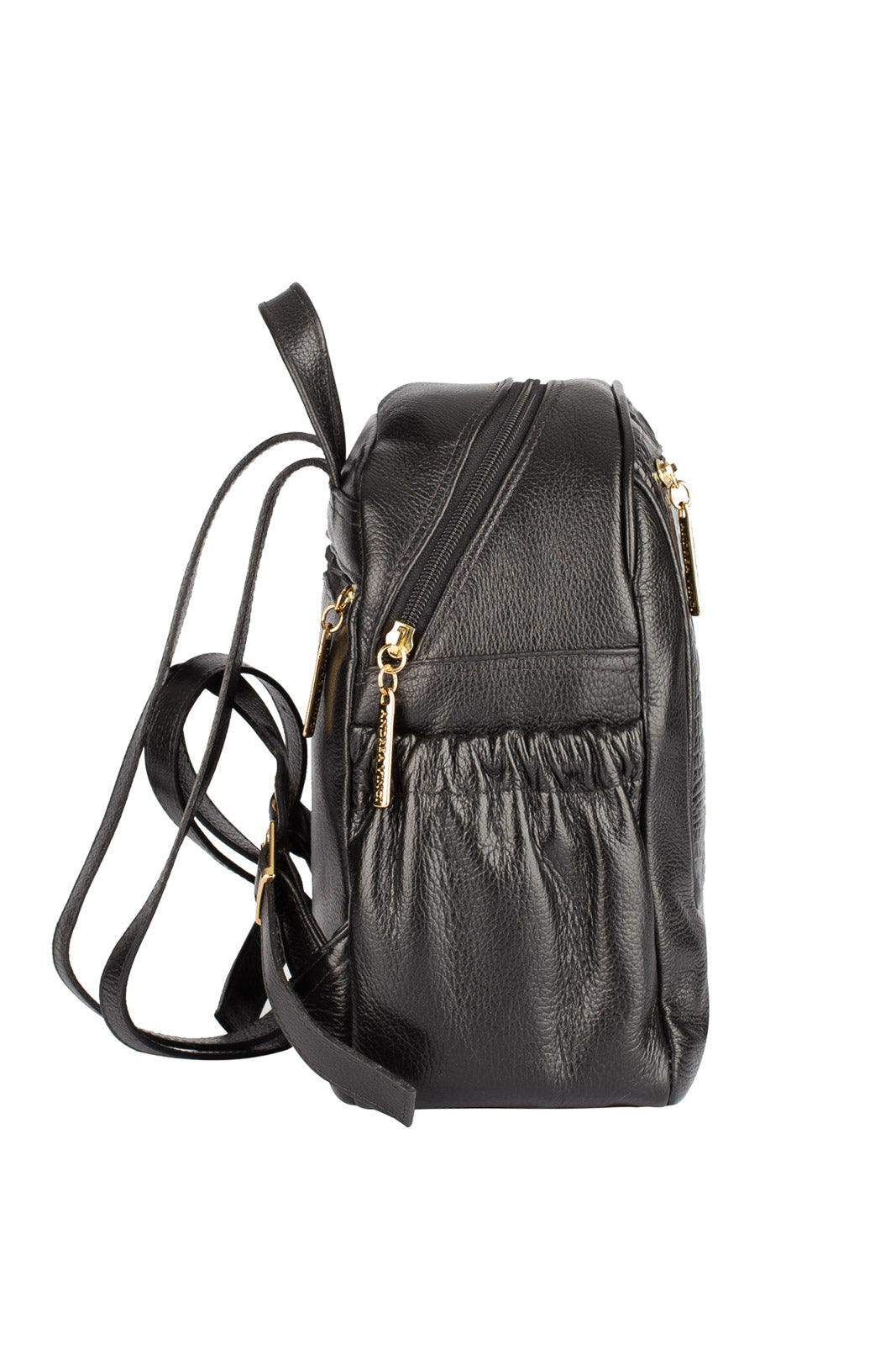 Mochila pequena de couro croco Estela - Enluaze