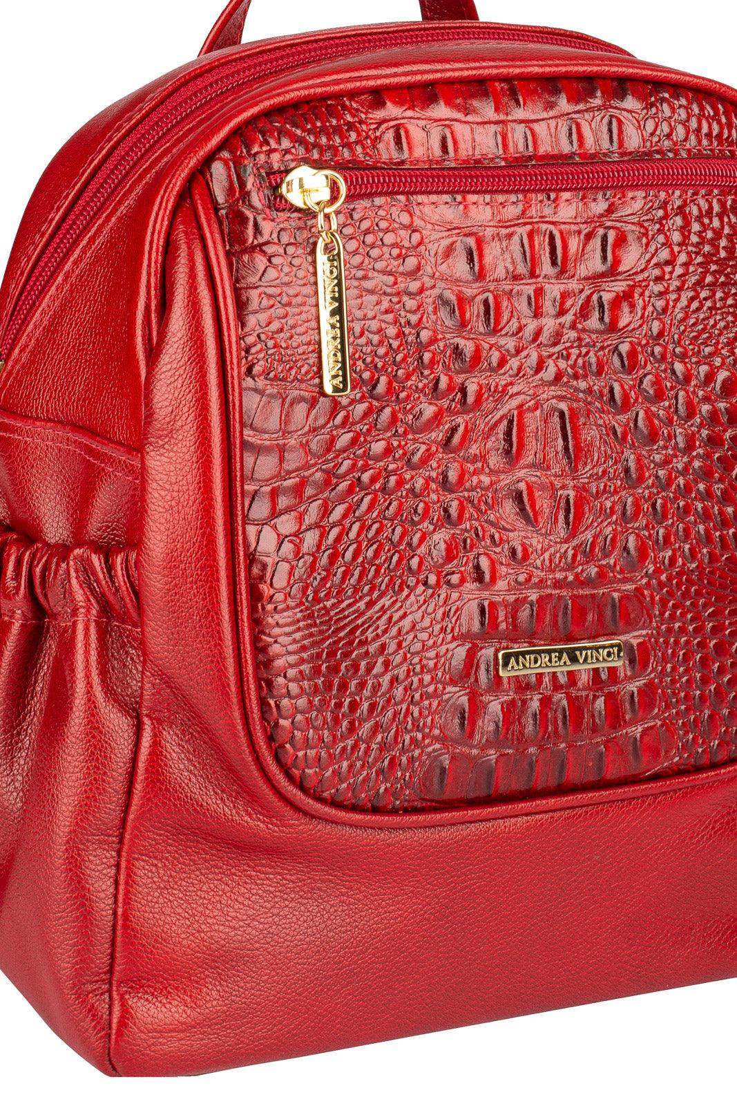 Mochila pequena de couro croco Estela - Enluaze