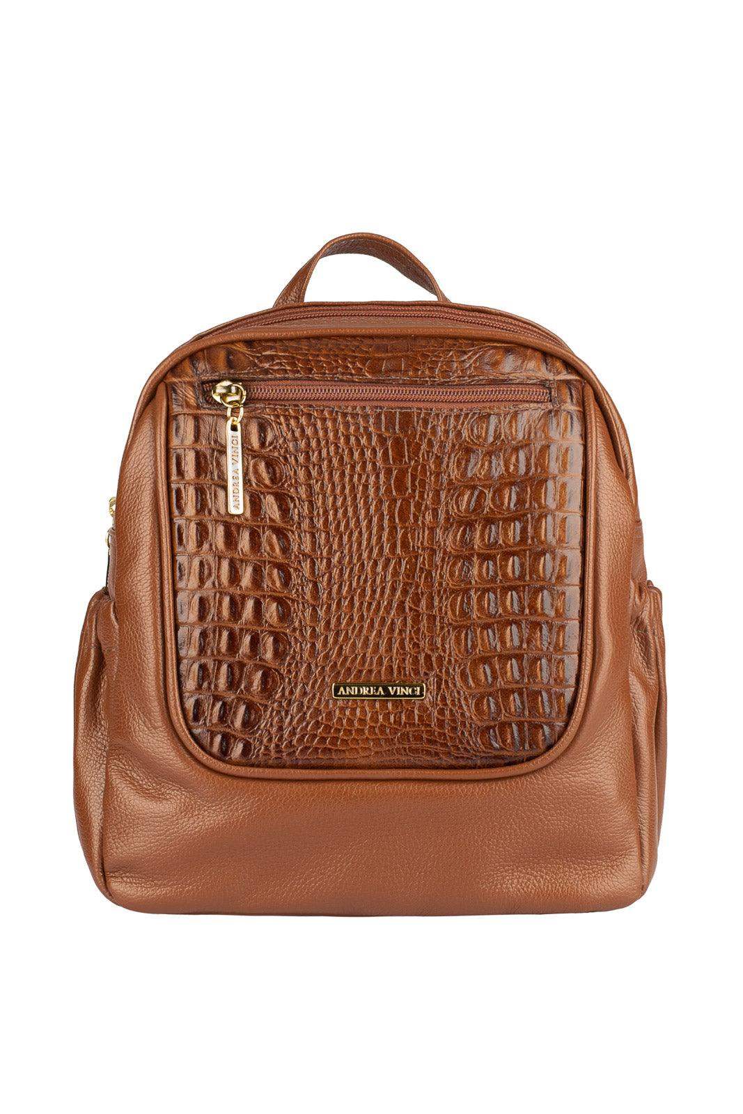 Mochila pequena de couro croco Estela - Enluaze