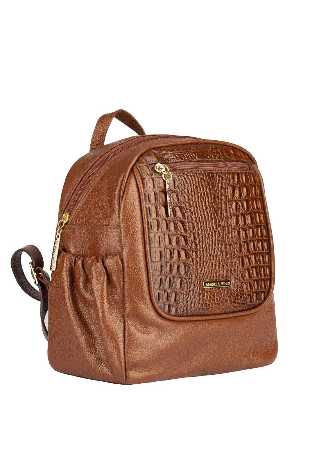 Mochila pequena de couro croco Estela - Enluaze