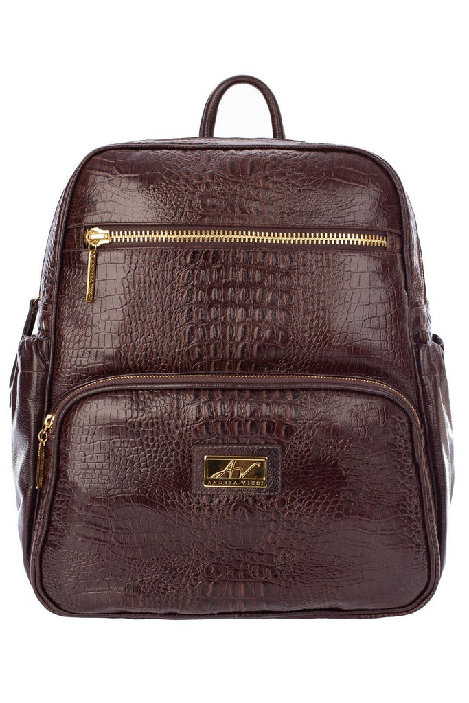 Mochila grande de couro croco Zooey - Enluaze - Acessórios em Couro e Malhas