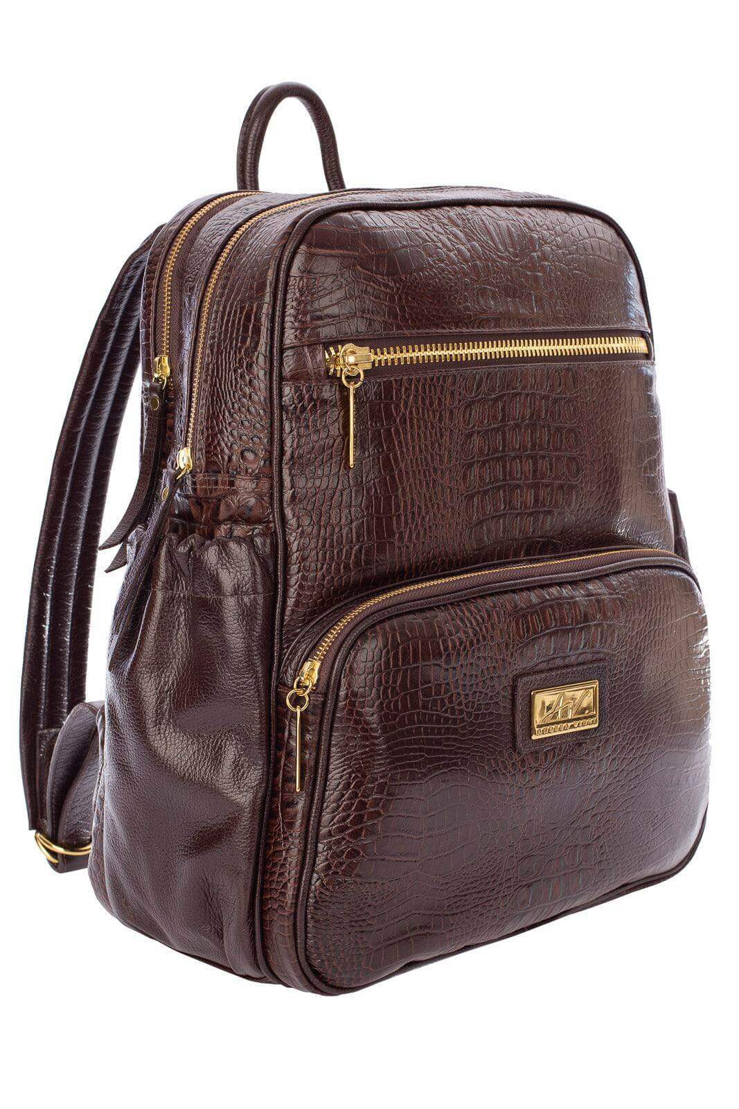 Mochila grande de couro croco Zooey - Enluaze