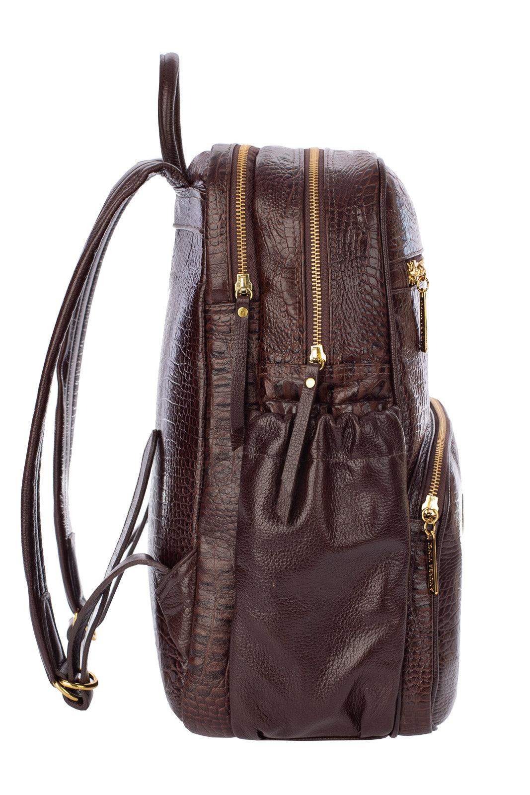 Mochila grande de couro croco Zooey - Enluaze
