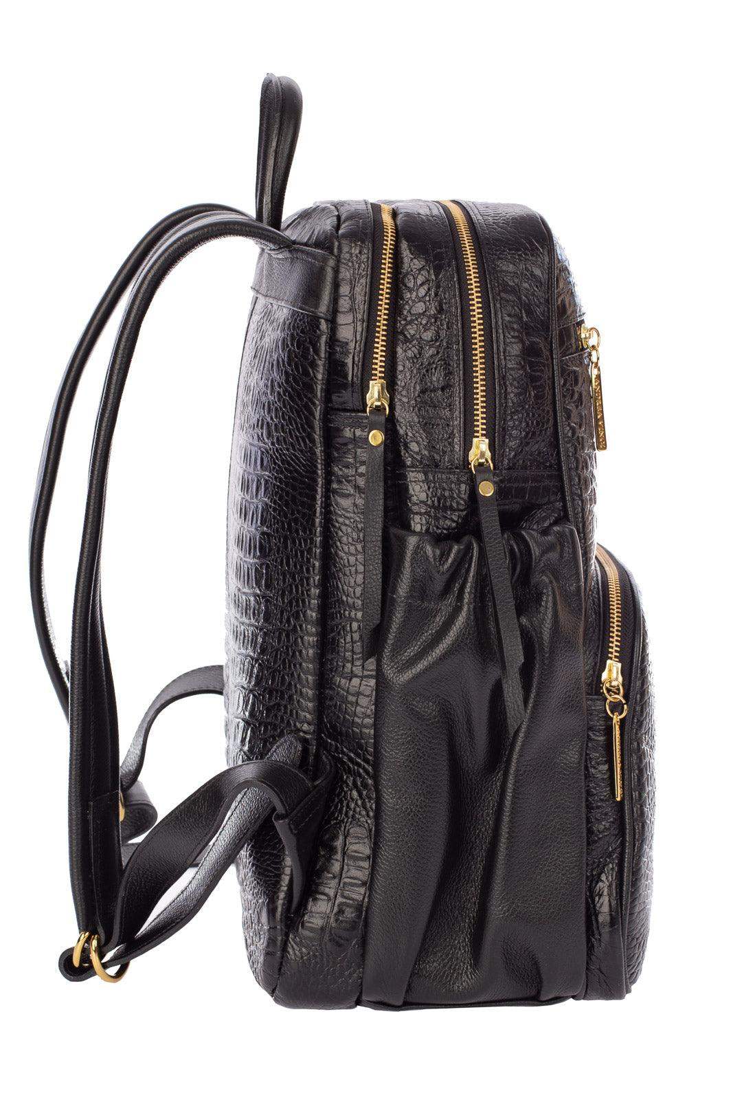 Mochila grande de couro croco Zooey - Enluaze