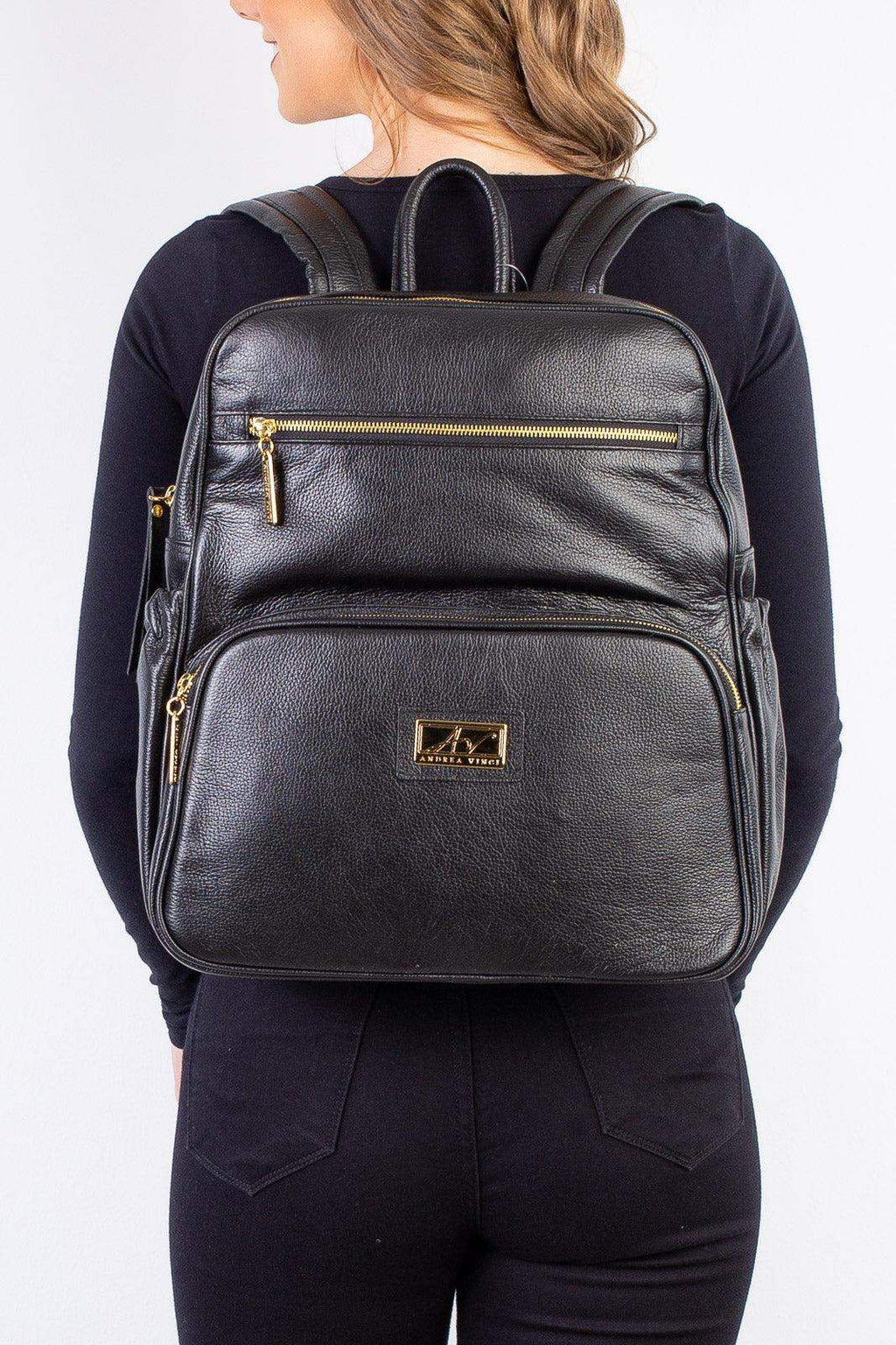 Mochila grande de couro liso Zooey - Enluaze