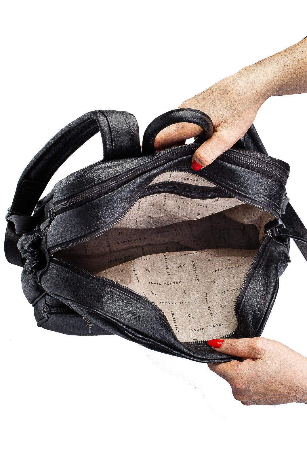 Mochila grande de couro liso metais grafite Zooey - Enluaze