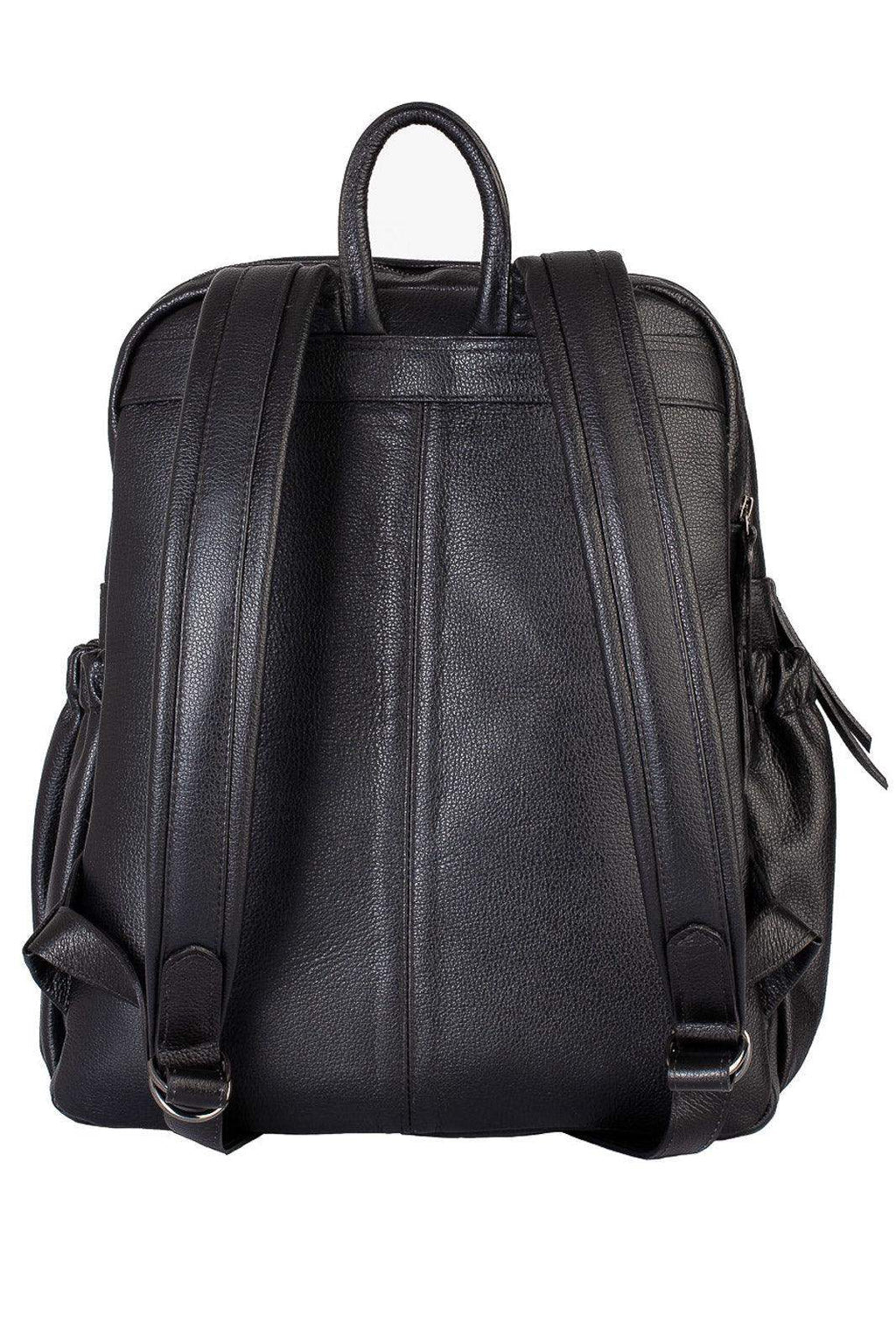 Mochila grande de couro liso metais grafite Zooey - Enluaze