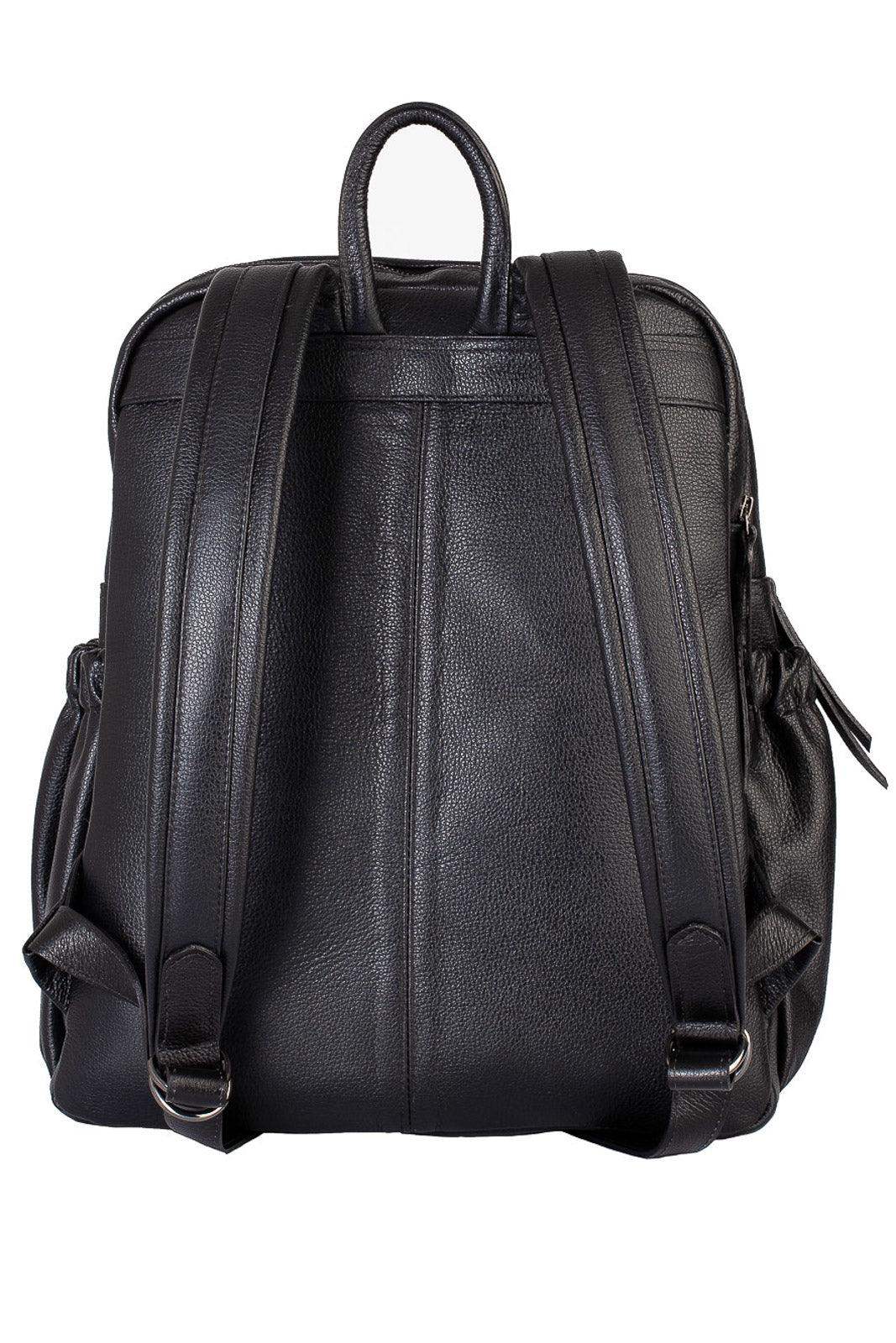 Mochila grande de couro liso metais grafite Zooey - Enluaze