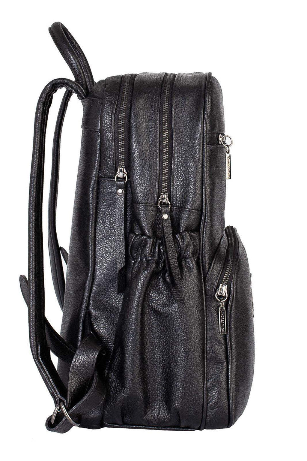 Mochila grande de couro liso metais grafite Zooey - Enluaze