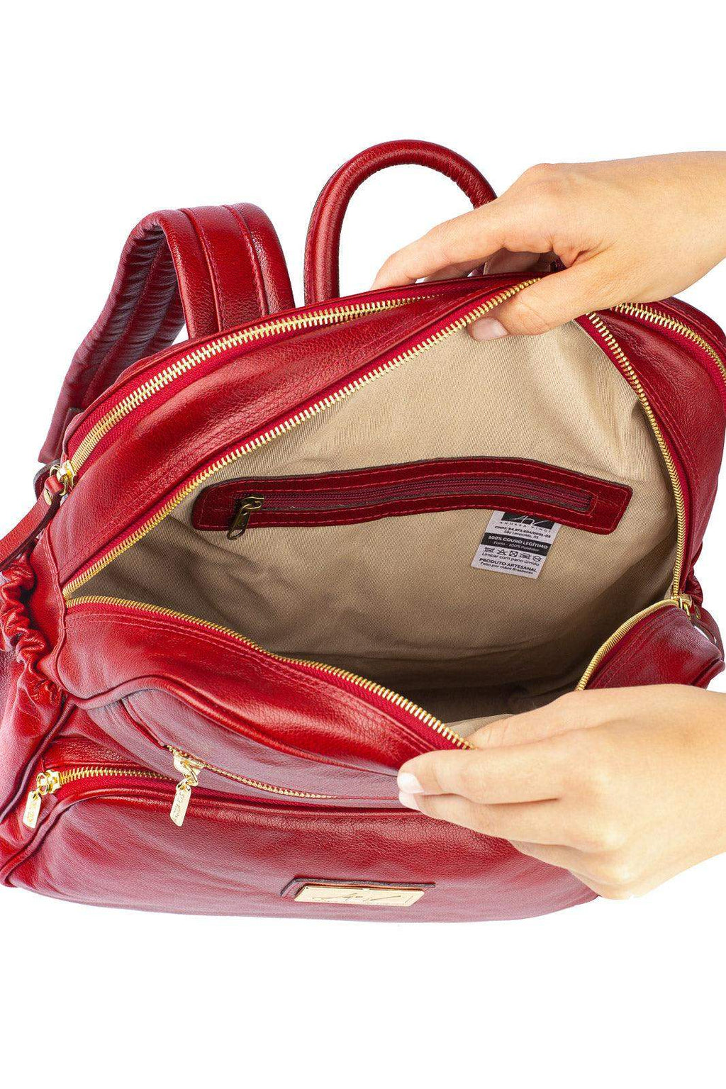 Mochila grande de couro liso Zooey - Enluaze